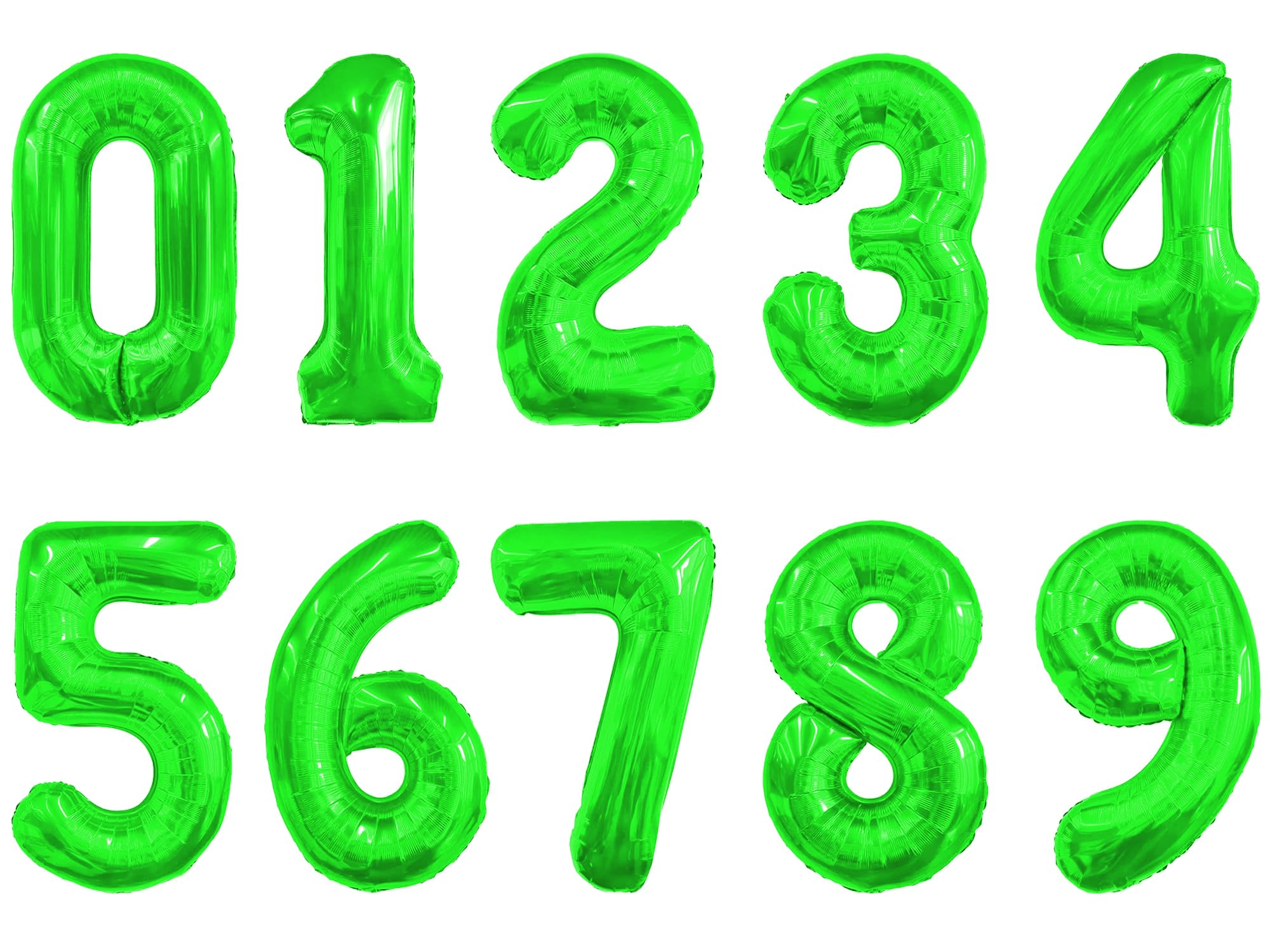 Number Balloons 16 Inch Mylar Foil Number 0-9 Balloons Set for Party Decoration Custom Digital Balloons 10 Pieces Party Supplies (green)