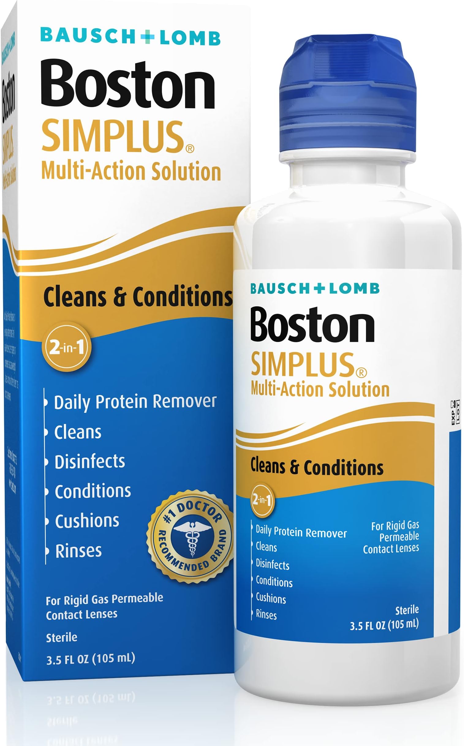Boston SIMPLUS Multi-Action Solution, Cleans & Conditions Rigid Gas Permeable (RGP) Lens, Daily Protein Remover, 3.5 Fl Oz