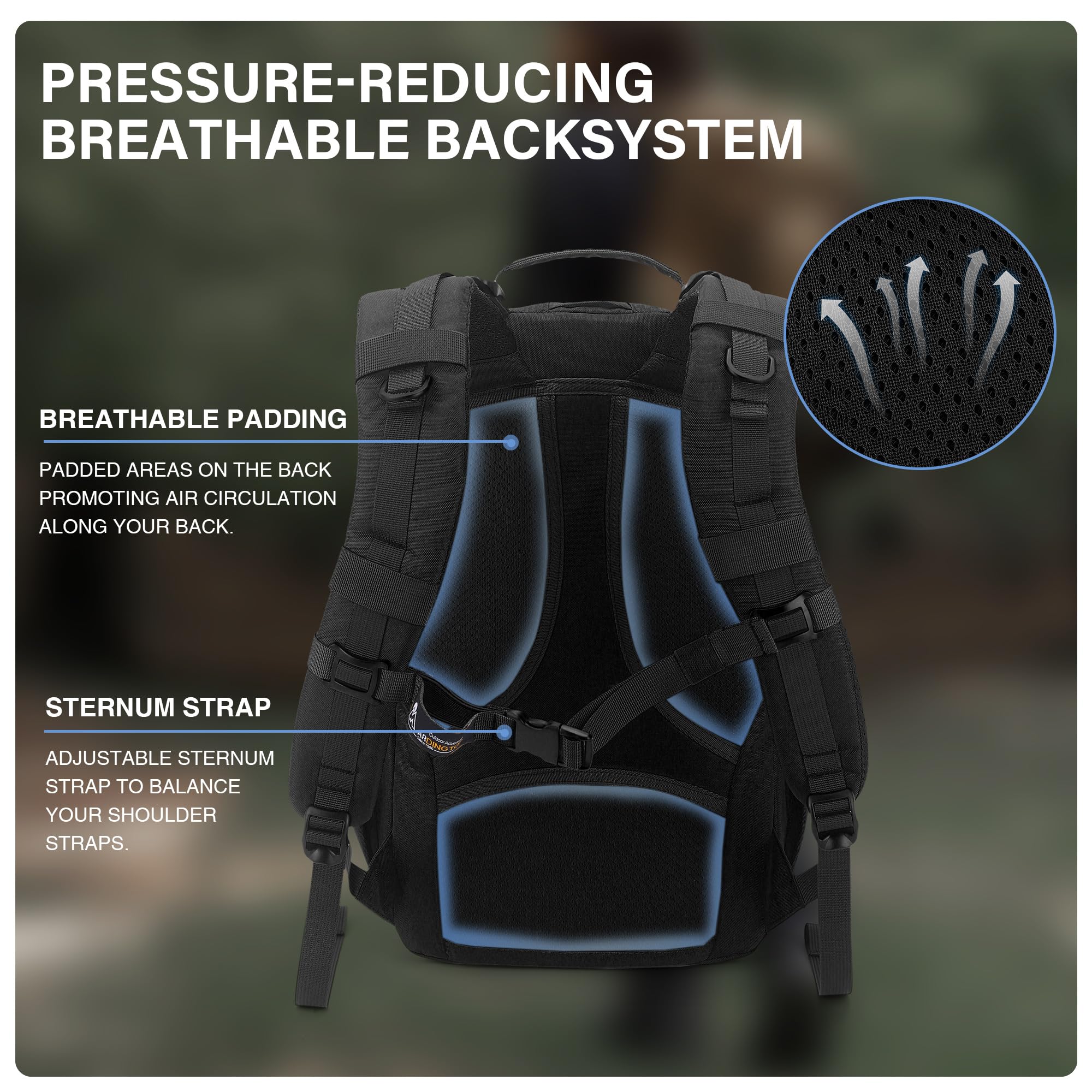 Mardingtop Mochila de 20 l para hombre, mochila de senderismo con sistema Molle para exteriores, táctica, camping, senderismo, viajes