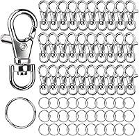 LEOBRO 60PCS Silver Lobster Claw Clasps & Key Rings Kit - Keychain Clips for Jewelry Making, DIY Crafts & Accessories