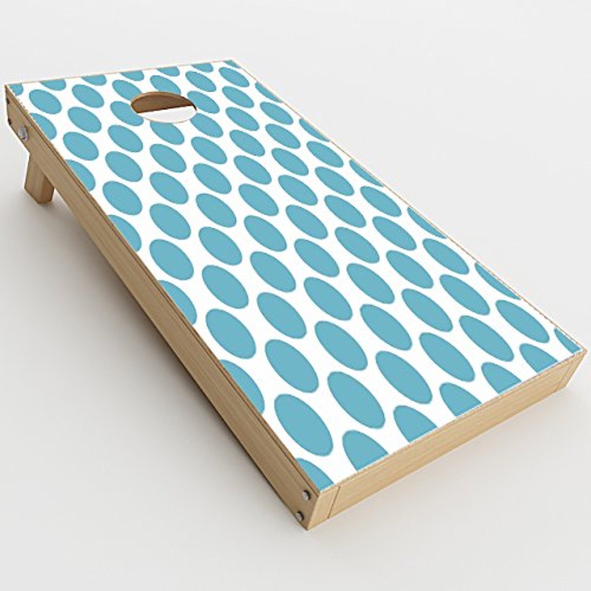 Skin Decal Vinyl Wrap for Cornhole Game Board Bag Toss/Teal Blue Polka Dots