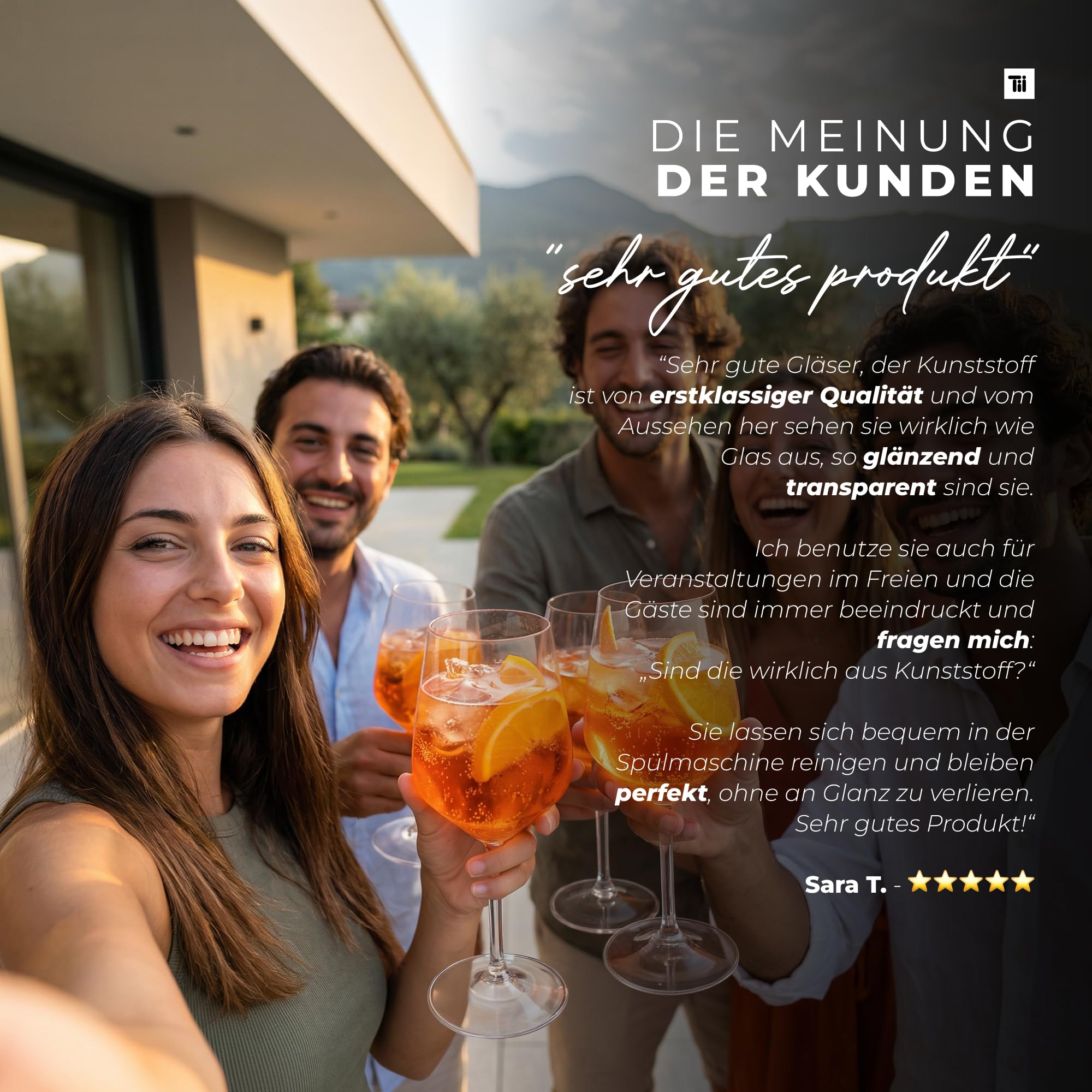 TUNDRA - 6er Set Kunststoff Weingläser, Aperol Spritz Gläser | EVENT 47 cl. | Camping Weingläser aus Tritan (Hartplastik) - Plastik Weingläser Unzerbrechlich, Spülmaschinenfest, BPA-Frei