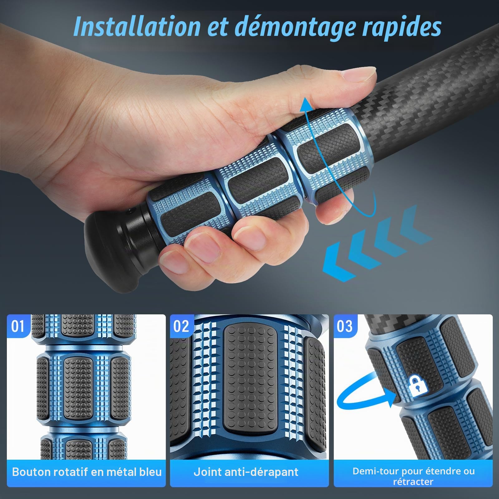 SIRUI AM-324 Trépied Professionnel pour Appareil Photo, 57'' Trépied Compact en Fibre de Carbone pour Appareil Photo, 4 Sections avec Tube de Diamètre Max. 32 mm, Charge Jusqu'à 39,8lbs/18kg