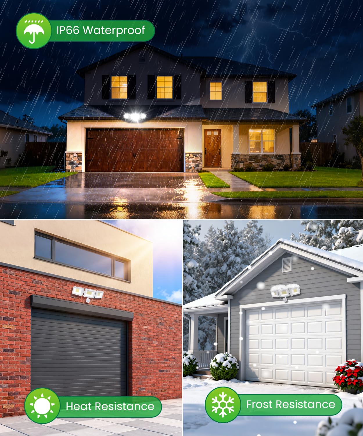 MEIHAU Faretto Led Da Esterno Con Sensore Di Movimento 100W 9600LM | Faretti Led Da Esterno Con Telecomando 3 Teste 270° Fari LED Esterno 6500K Faro Led Da Esterno IP66 Impermeabile Per Garage