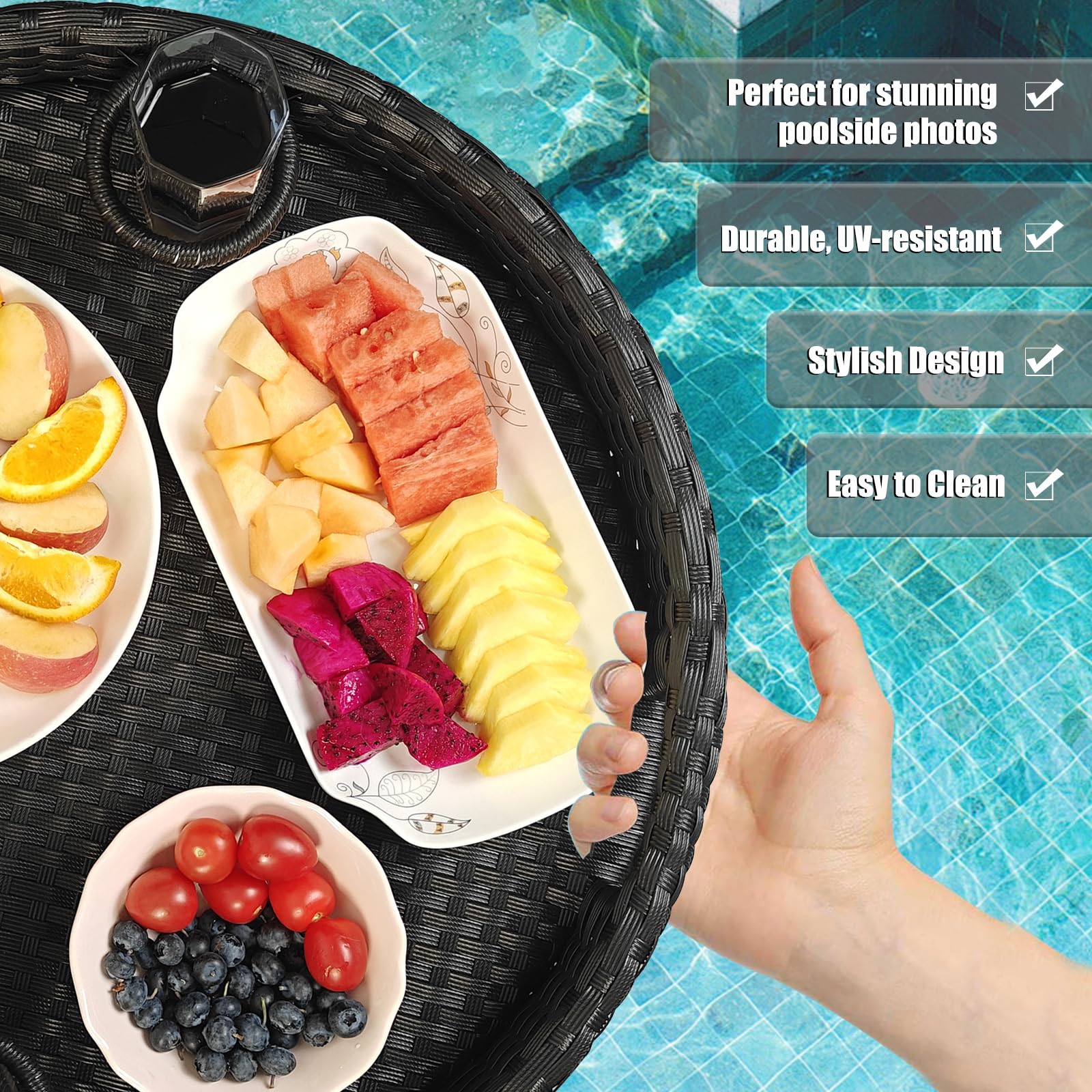 Bandeja flotante para piscina, bandeja flotante para piscina, bandeja flotante, mesa de billar flotante, ideal para alimentos y bebidas, mesa flotante para piscina, bandeja flotante esencial para