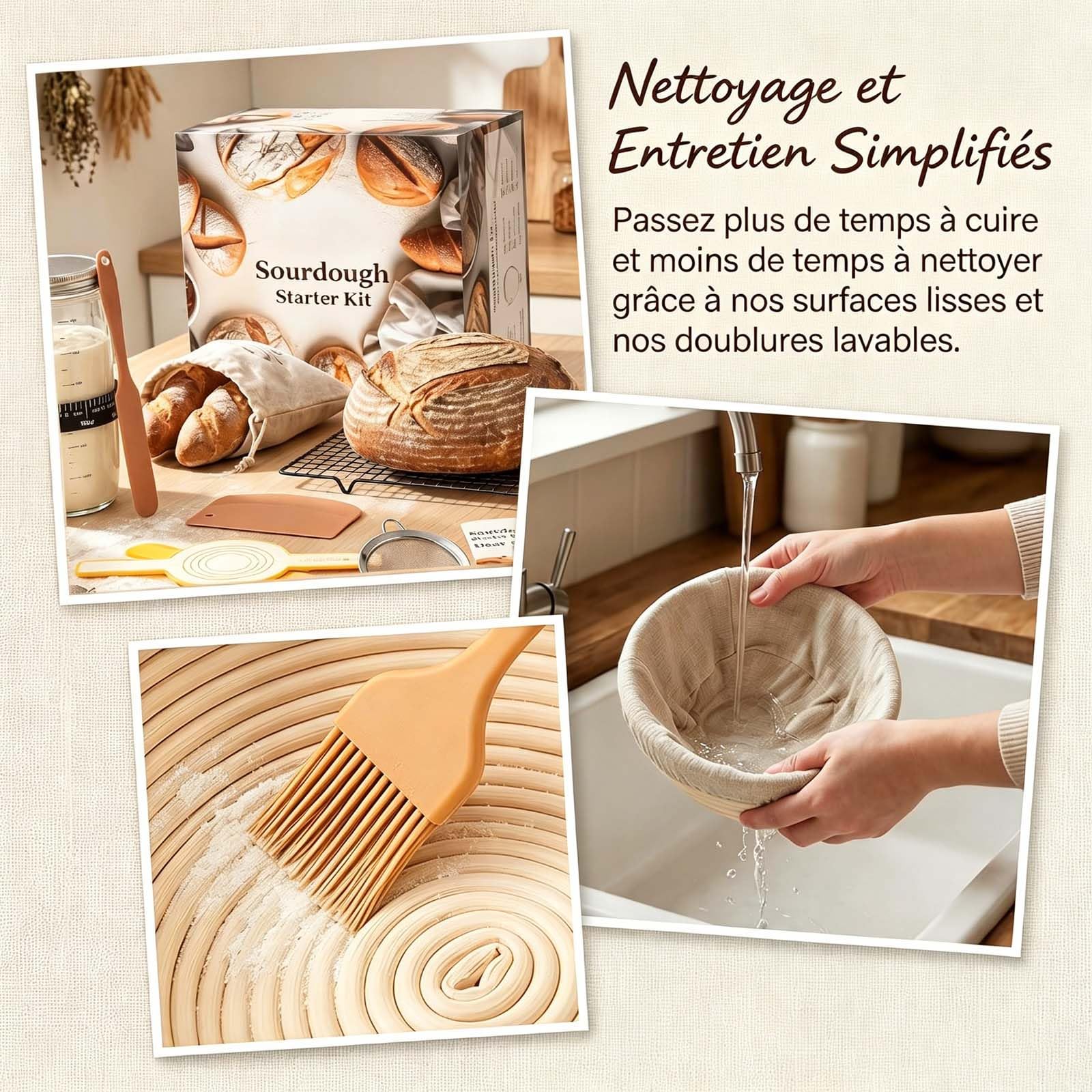 Banneton Pour Pain kit fermentation au levain ensemble d'outils pour la fermentation et la cuisson du pain 56 pièces pour débutants