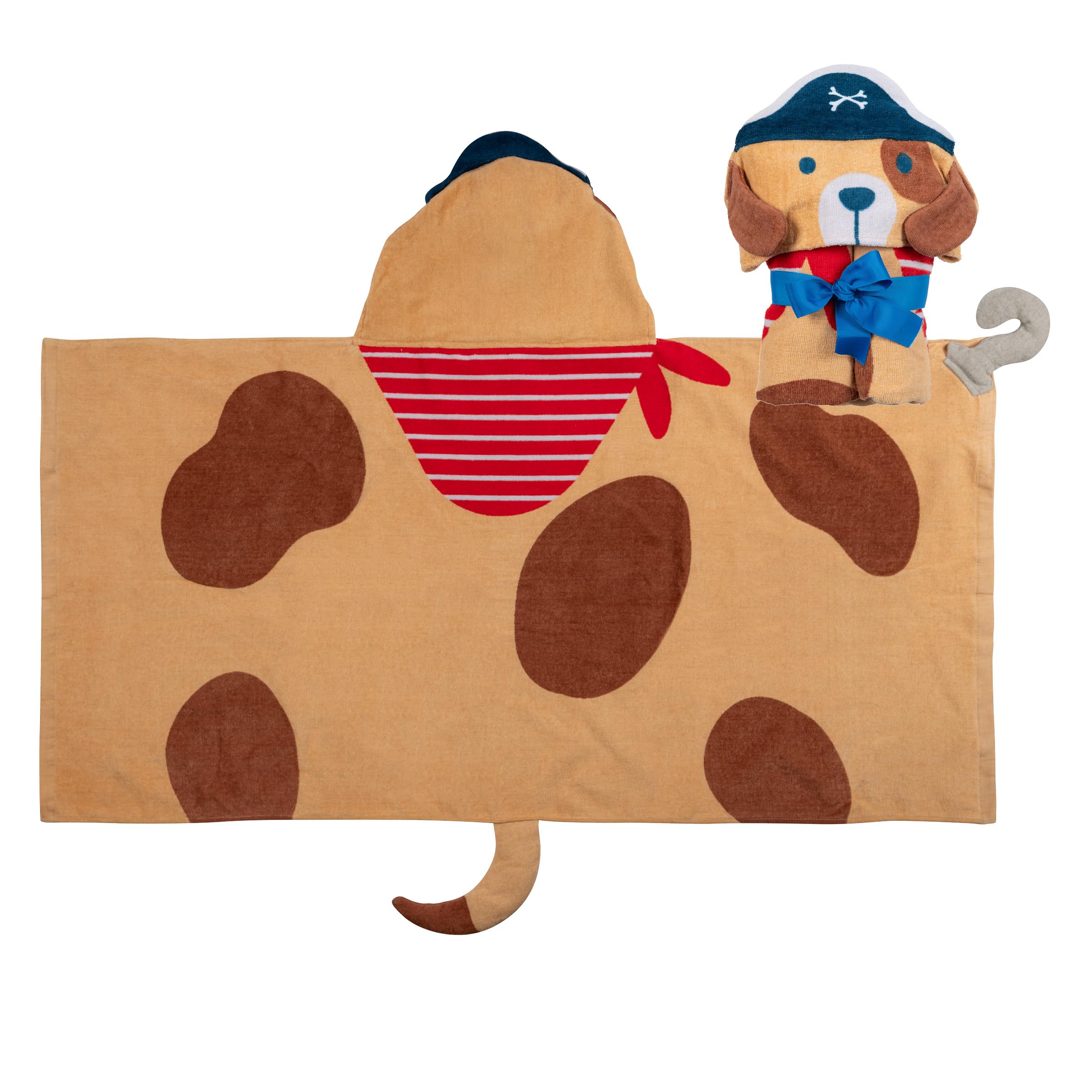 Stephen Joseph, Kids Hooded Beach Towel for Girls &amp; Boys (3-8 Years), Toddler Poncho Bath Towel with Hood, Soft Absorbent Cotton, Large 46”x 23.5”, Dog Pirate