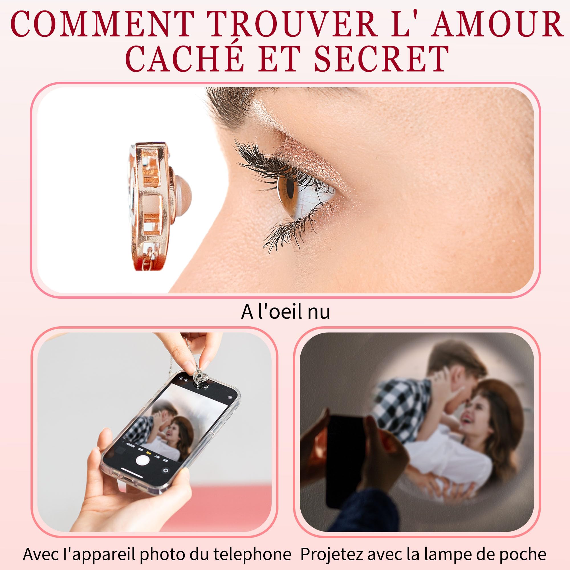 Easycosy Collier Personnalisé Photo Projection -Cadeau Maman De Fête des Mères - Bijoux à Pendentif Cœur Avec Image à L'Intérieur-Cadeau Femme Mamie épouse Fête des Mères Disponible En Argent 925
