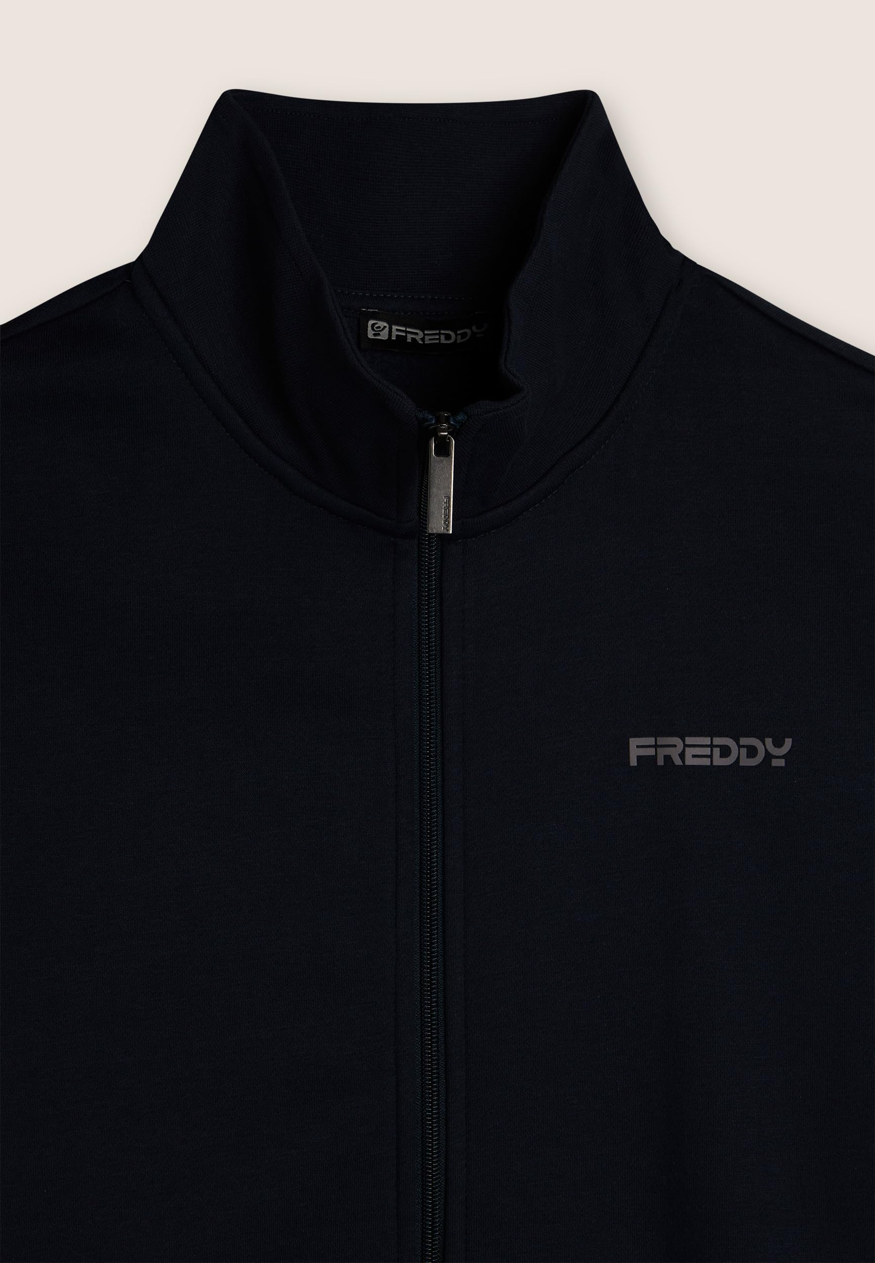 FREDDY - Tuta Full Zip In Felpa Garzata Con Collo Alto E Gamba Dritta, 100% Cotone