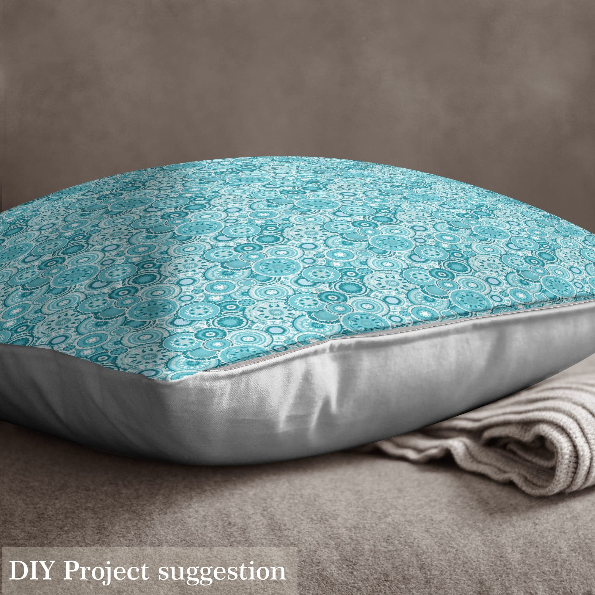 Boho Abstract Upholstery Fabric by The Yard,Retro Aqua Mandala Outdoor Fabric by The Yard,Bohemian Geometric Circle Decor Fabric for Upholstery and Home DIY Projects,3 Yards,(L276*W150cm) Turquoise - Image 3