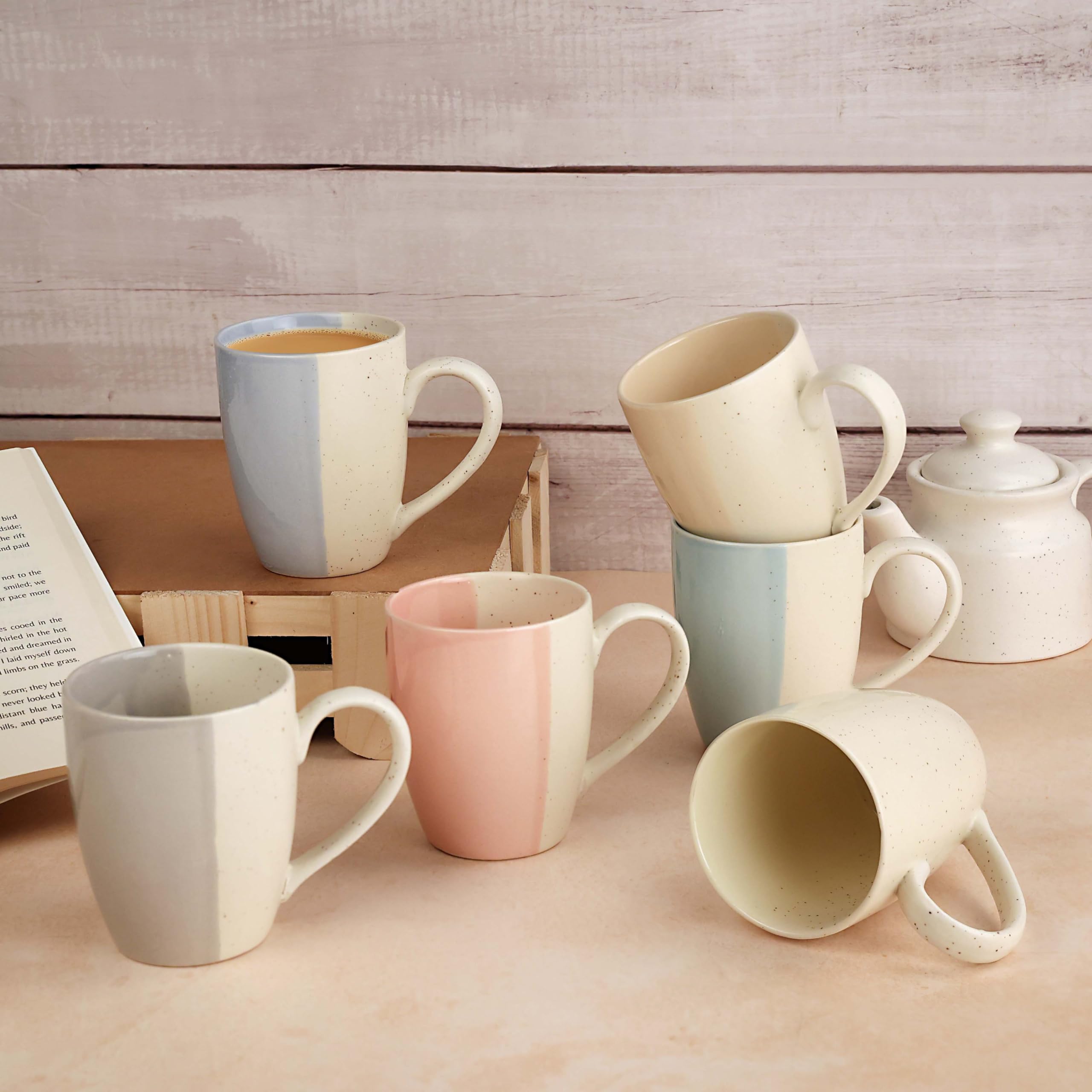 Indulge Homes® Triple Baby Pink Stoneware Ceramic Coffee Mug Microwave Safe Dishwasher Safe Modern Coffee Mugs with Handle for Tea Coffee Latte Cappuccino (300 ml, Set of 6) (B0CSK5WF1B) Amazon Price History, Amazon Price Tracker