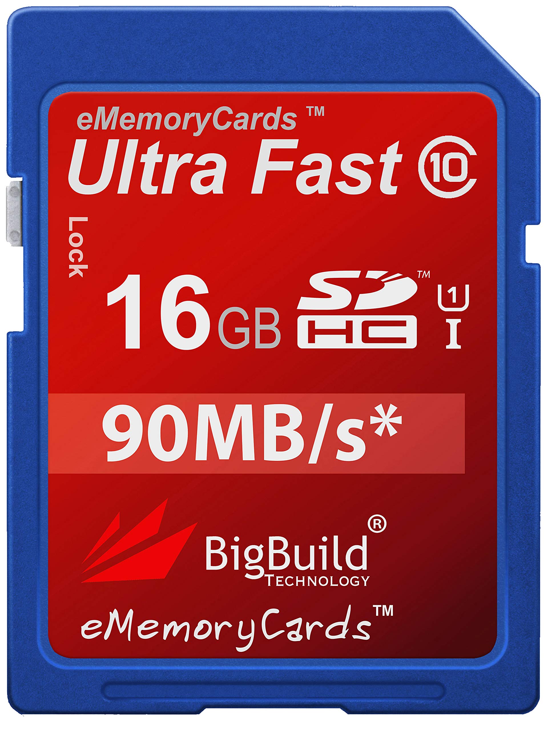 BigBuild TechnologyeMemoryCards 16GB Ultra Fast 90MB/s Memory Card Compatible with AbergBest 21, AGFA DC5500, CamKing Camera, Class 10 SDHC