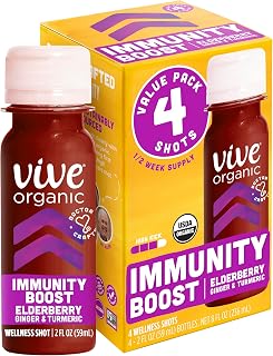 Vive Organic Immunity Boost Elderberry, Ginger & Turmeric Shot (2oz, 4 count)
