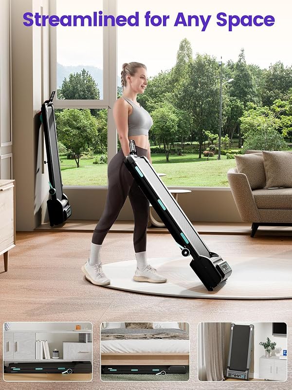 Jackfield Walking Pad with Handle Bar, 3.5HP Walking Pad Treadmills for Home, Portable Under Desk Treadmill with 12% Auto Incline, LED Display, Bluetooth Speaker, 450 Lbs Capacity, APP Connect image 7