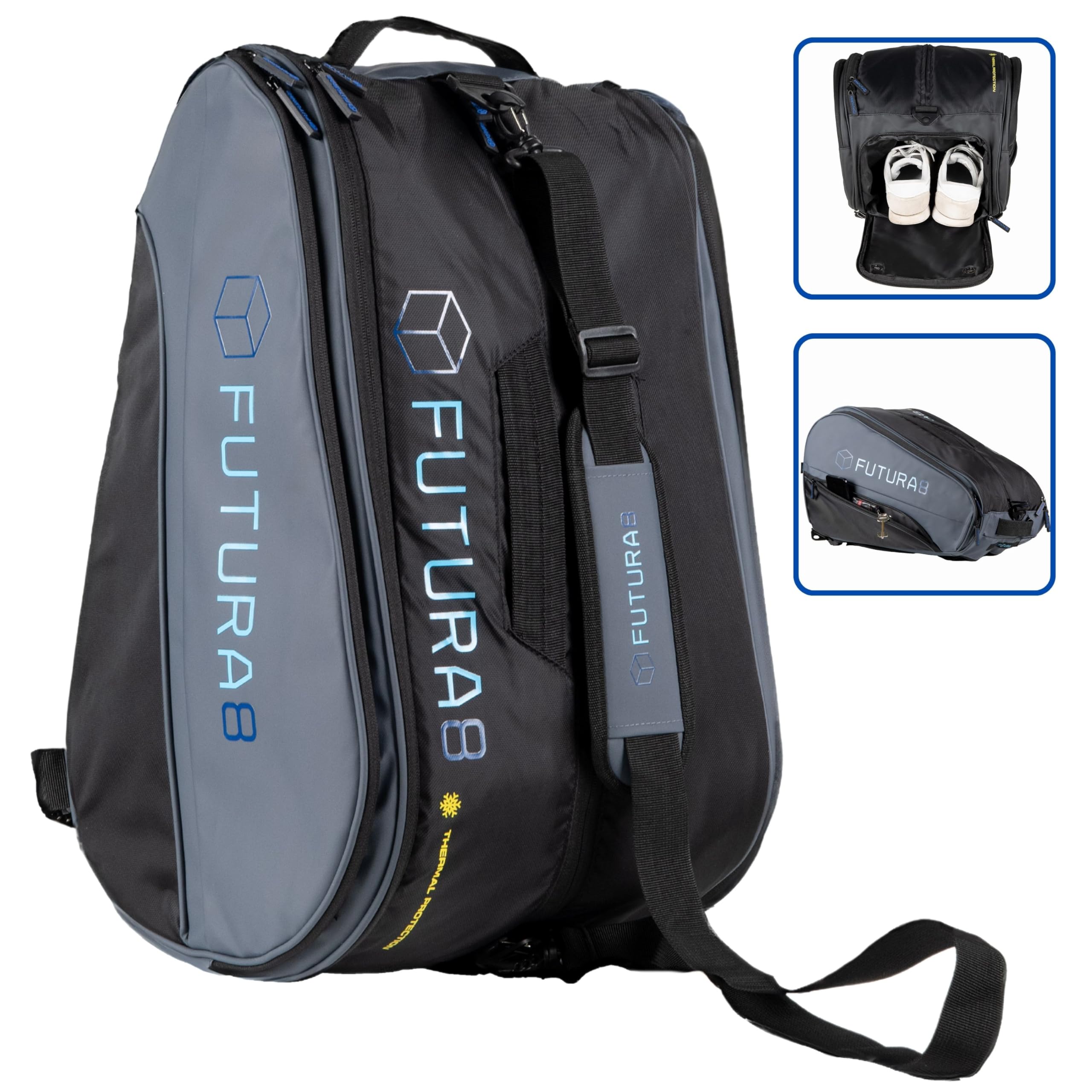 borsa padel, zaino padel, borsa sportiva, scomparto scarpe, impermeabile, grande capacità, accessori padel, racchetta padel, borsa uomo donna, design ergonomico