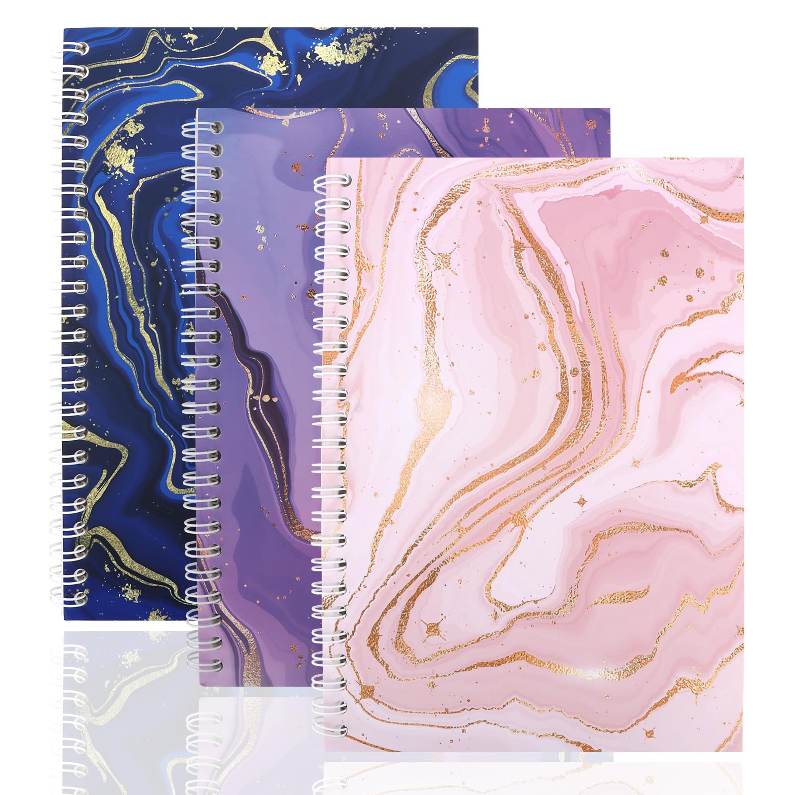 Norbiariz Marble Spiral Sticker Book, 21 x 15.5cm 3-Pack Hardcover Reusable Sticker Book, Sticker Album for Organising & Creativity