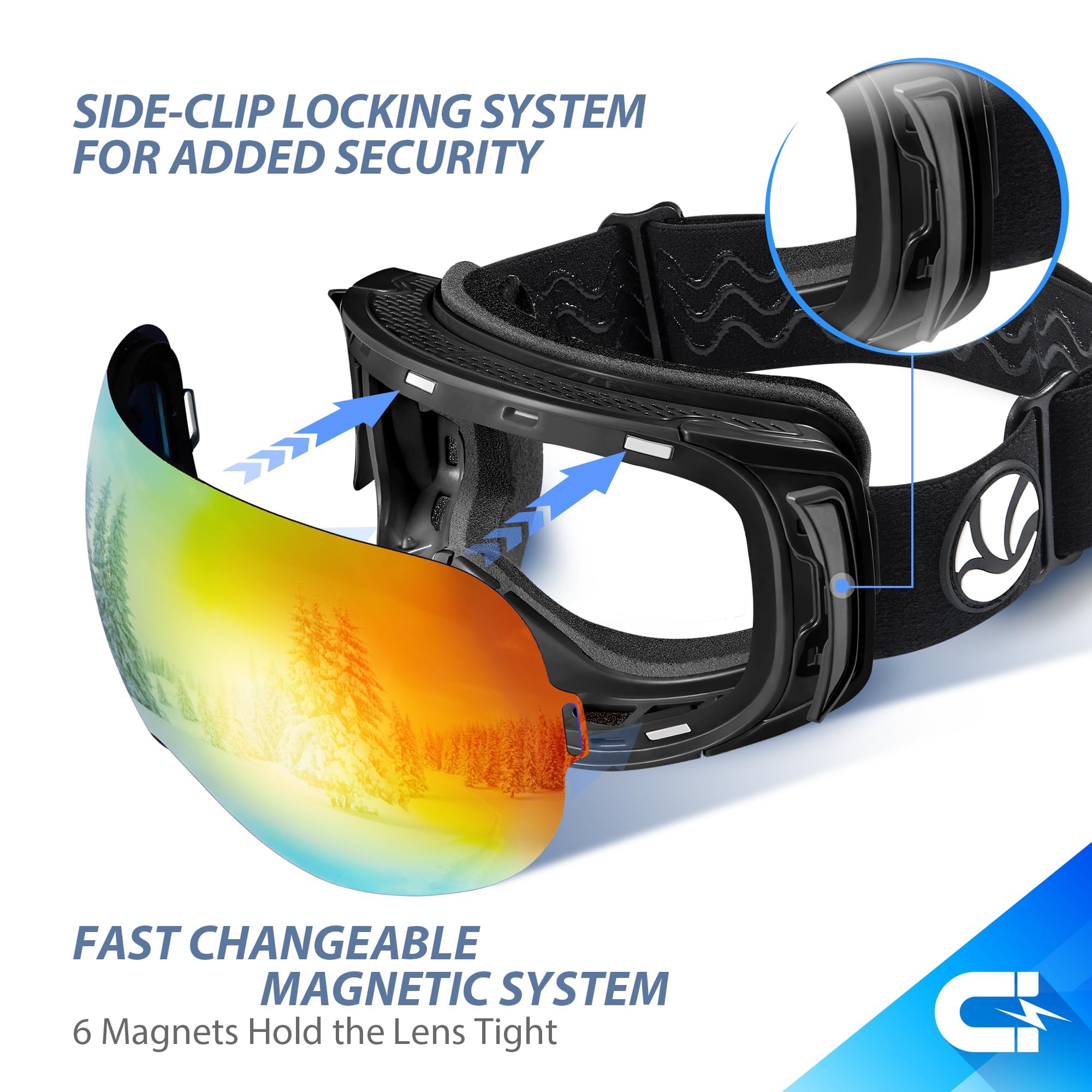 VANRORA Juego de casco y gafas de esquí, casco de snowboard con certificado de seguridad, lentes intercambiables, para hombres y mujeres