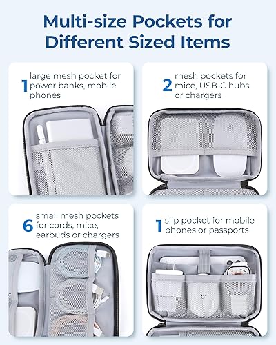 Miniatura 4 de BAGSMART Organizador de artículos electrónicos, estuche de viaje, cable de cargador de cable, bolsa organizadora de tecnología para accesorios de