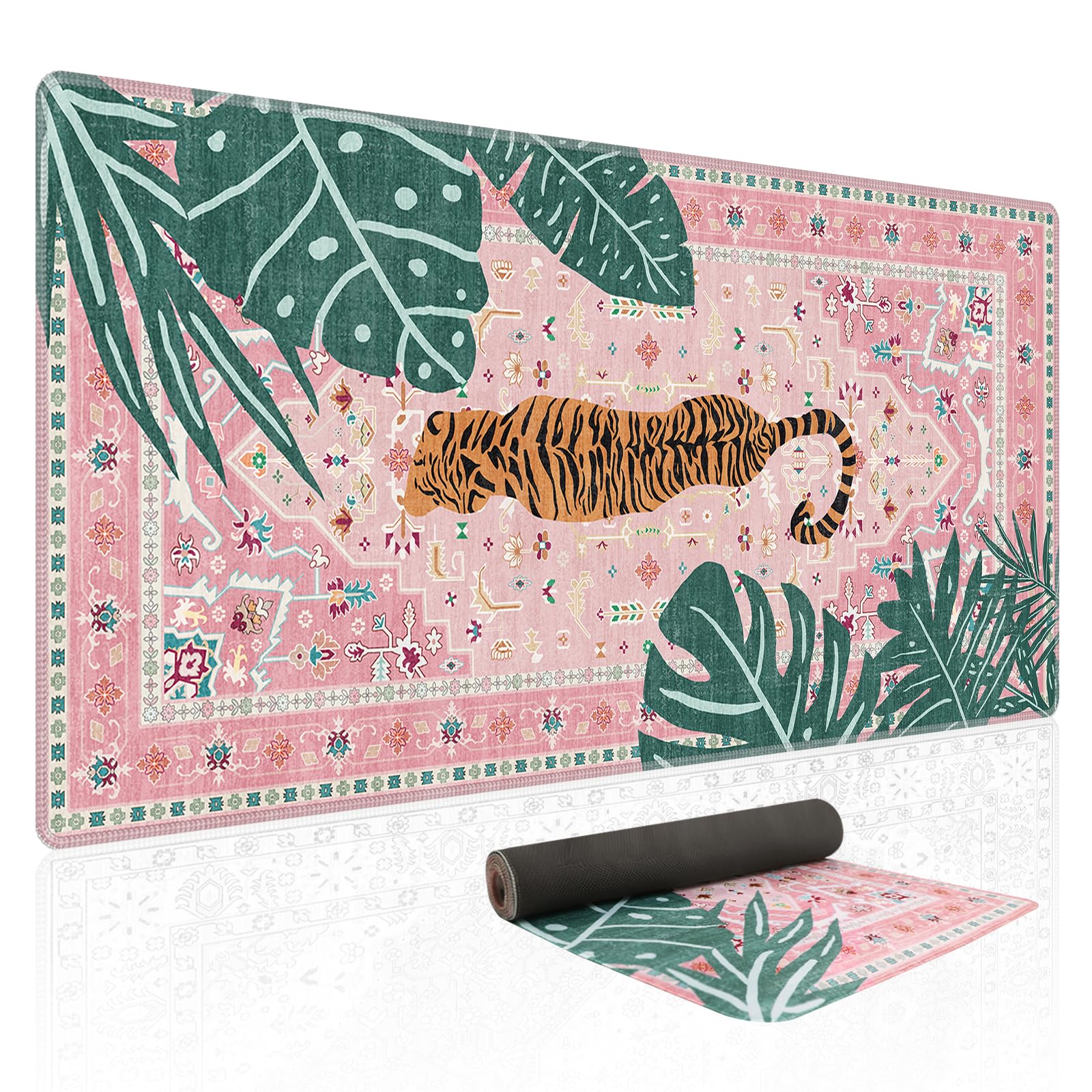 Baziabbo Cute Desk Mat,XXL Extended Large Mouse Pad,Gaming Mousepad with Stitched Edge,Non-Slip Rubber Base Keyboard Desk Pad for Home Office Study