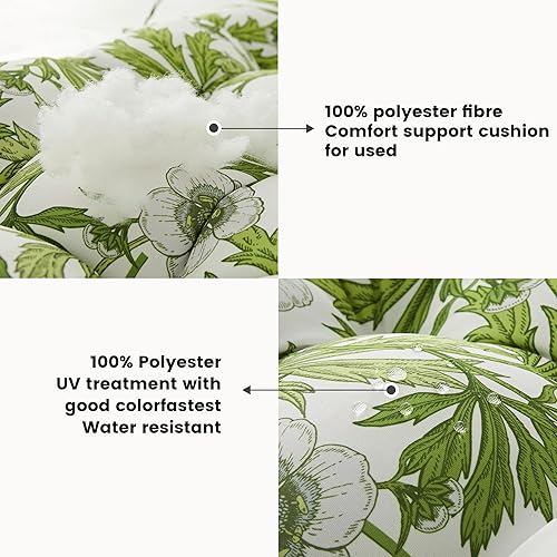 Miniatura 8 de ARTPLAN Cojín copetudo para banco de patio con lazo, cojín de sofá biplaza para planeadores, 51 x 18 pulgadas, floral, azul piedra