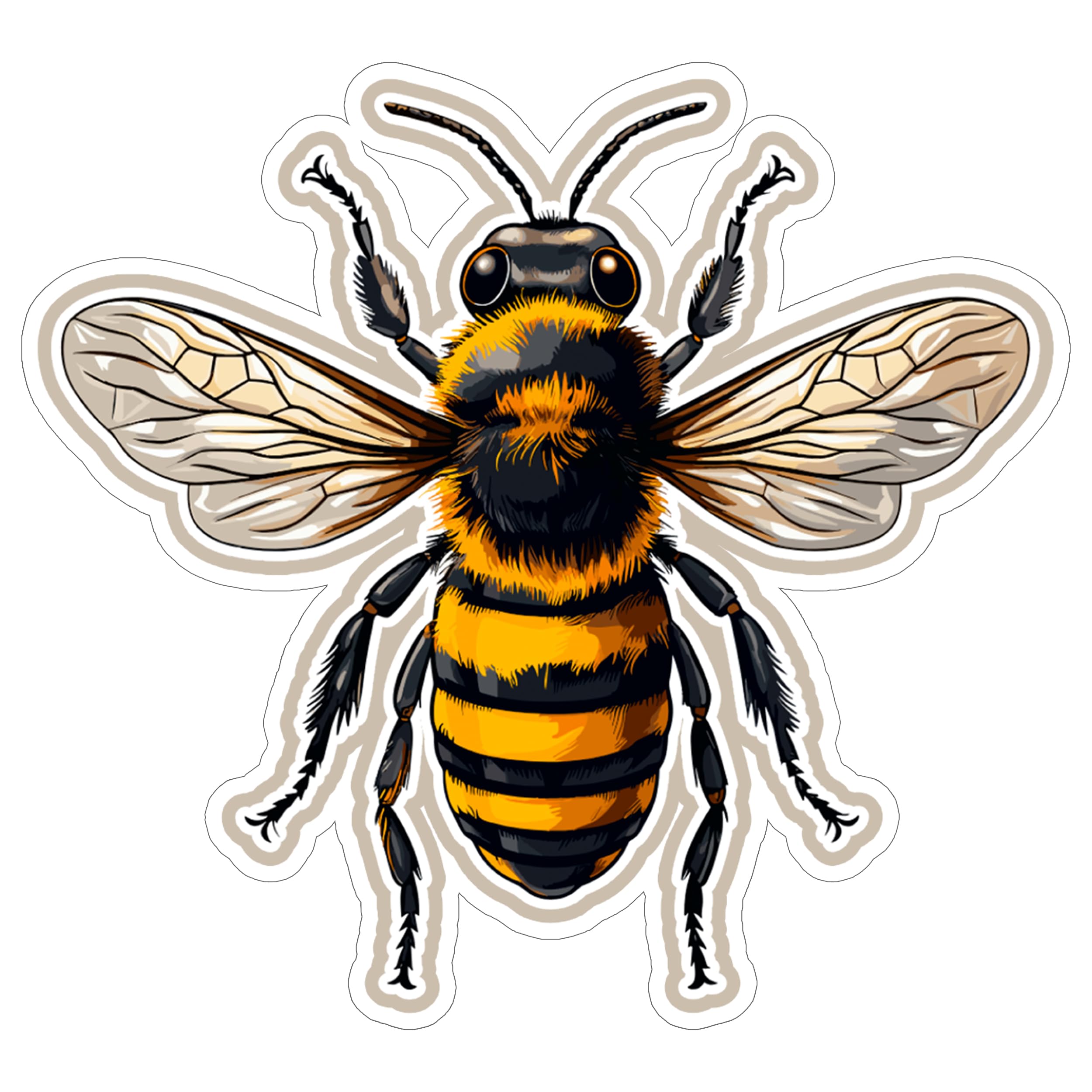 Bee Sticker 4 Inch Pollinator Honey Bee Lover Insect - Waterproof Animal Vinyl Decal for Laptop Water Bottle Car Tumbler - Durable Aesthetic