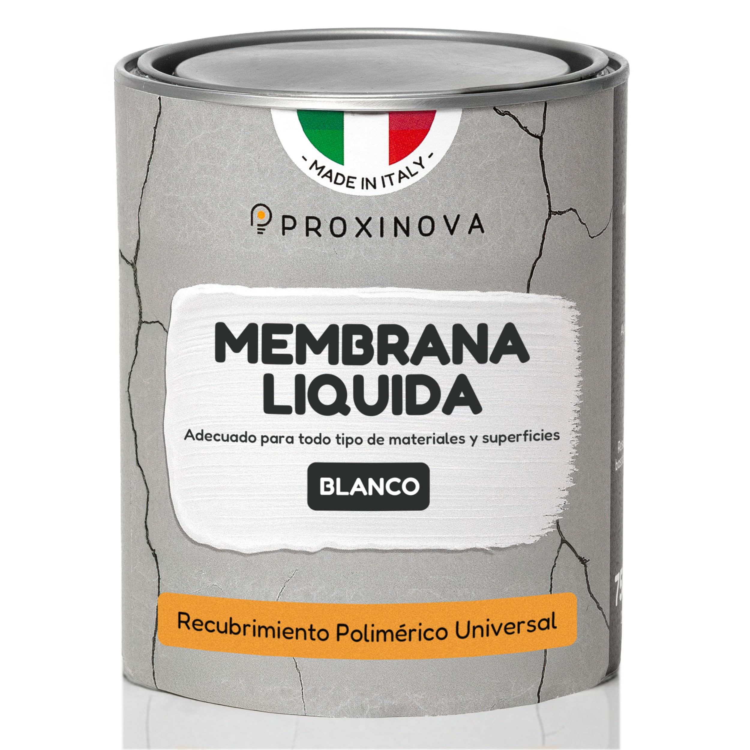 Pintura líquida Impermeabilizante Blanca 750 ml PROXINOVA - Para Terrazas, Muros y Techos, Membrana Líquida Impermeabilizante Antihumedad, de Alta Resistencia, Revestimiento Impermeable Duradero