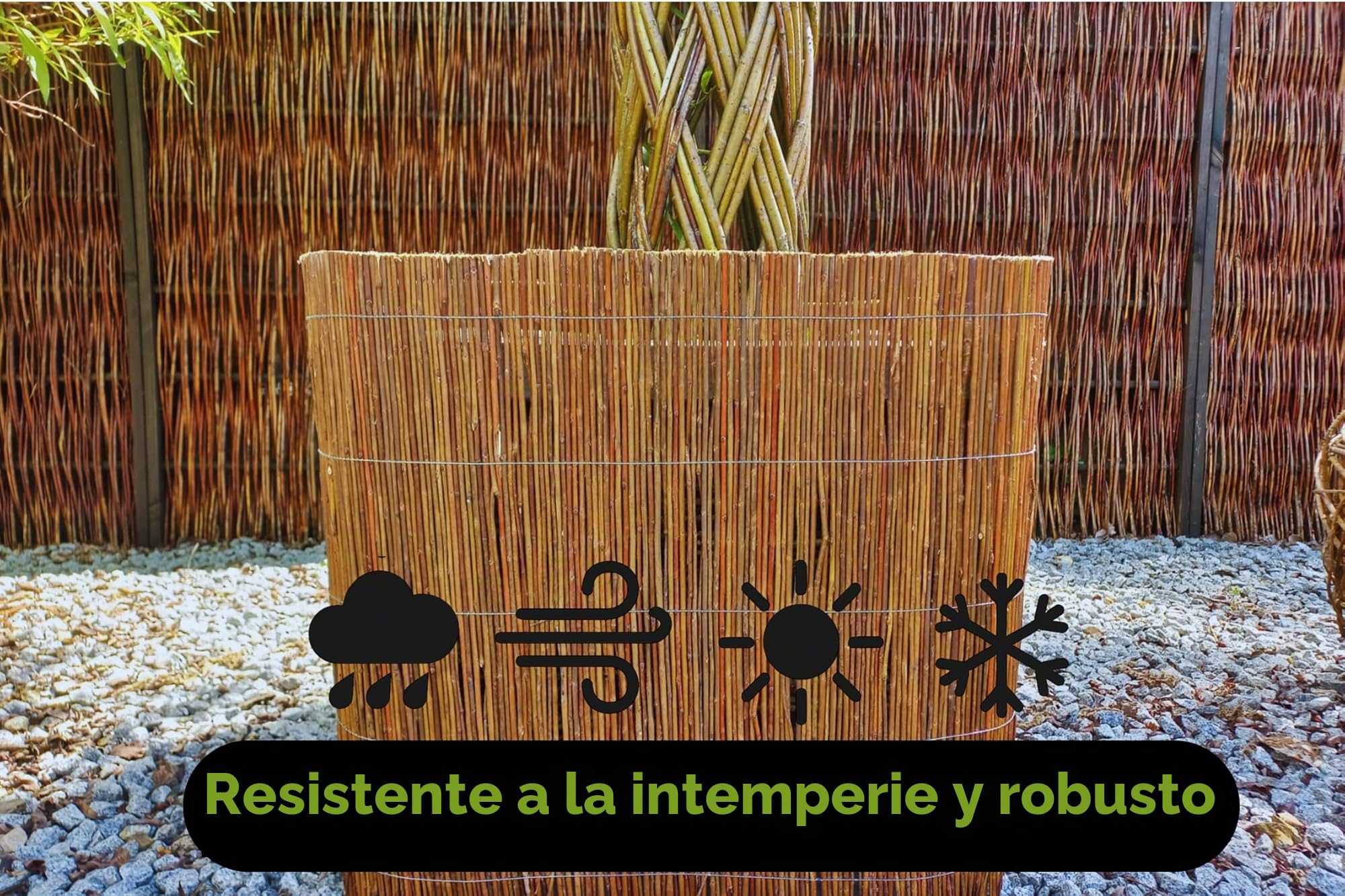 Valla de mimbre Natural 50 x 300 cm - Estera de Mimbre - Cañizo Jardin Ocultacion - Valla Ocultacion Jardin Exterior - Malla Para Balcon y Terraza