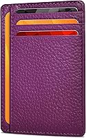 Vista 1 de Cartera de cuero Oak Leathers, cartera minimalista delgada para hombres y mujeres con bolsillo frontal, con bloqueo RFID y tarjetero, Fucsia, Pequeña