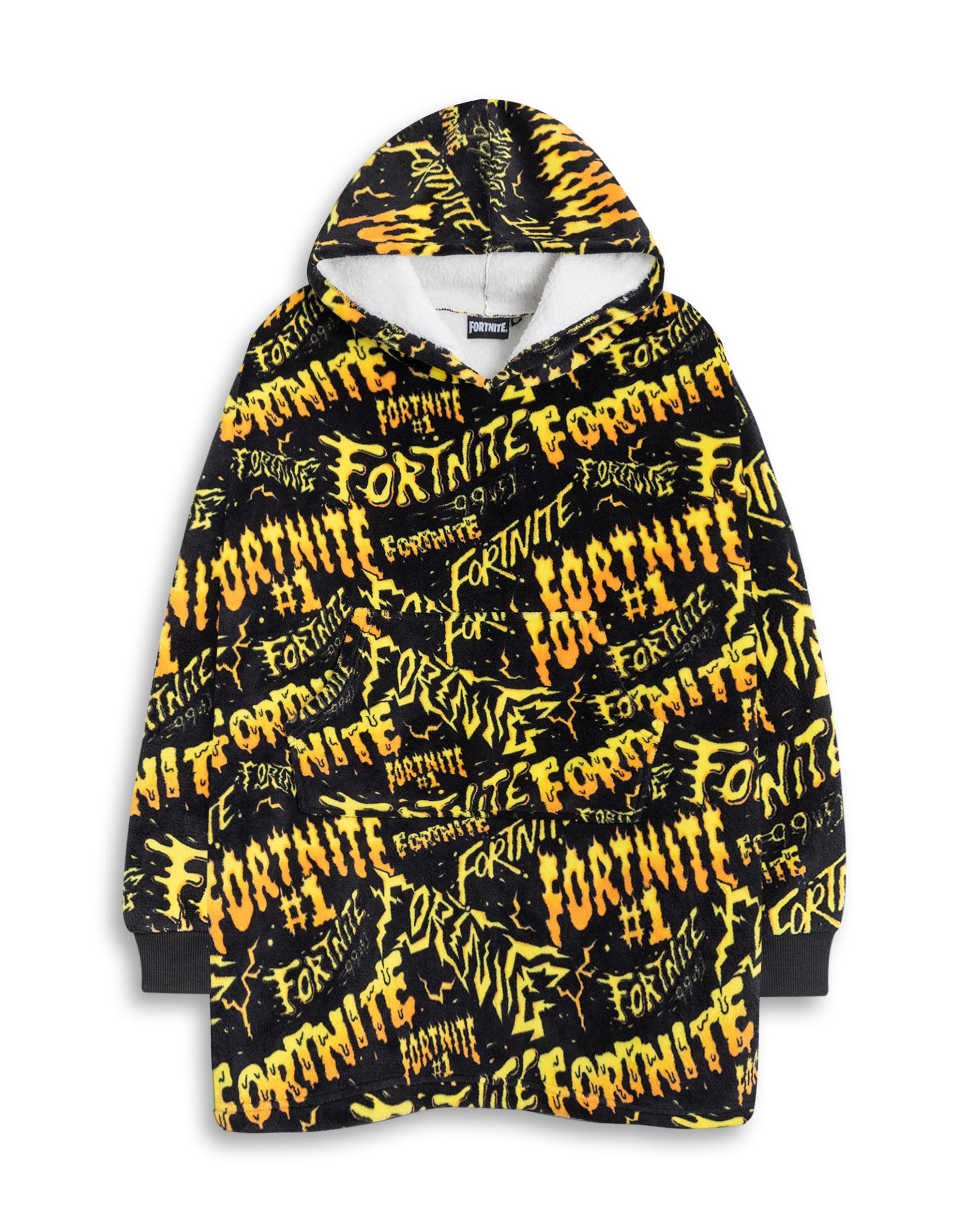 Fortnite Blanket Hoodie (Unisex Kids Multicoloured) Black/Yellow