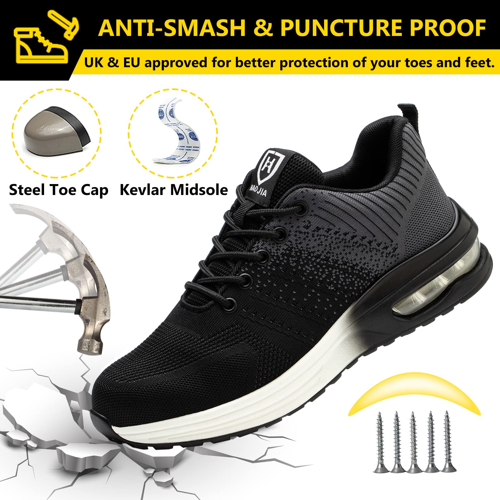 Baofular Scarpe Antinfortunistiche Uomo Donna Leggere Scarpe da Lavoro Comode Scarpe Sicurezza Antiscivolo Traspiranti