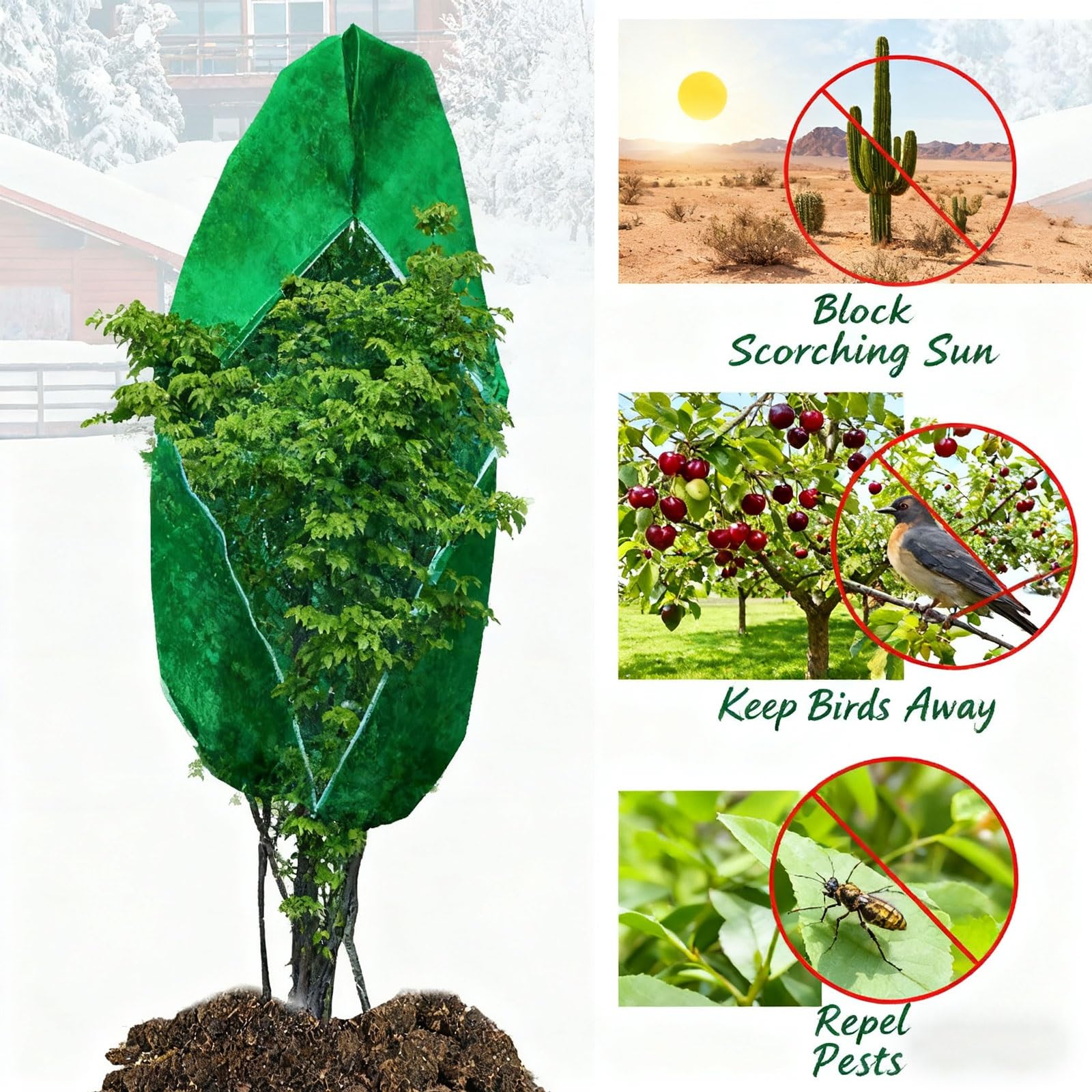 Copertura antigelo per piante, tessuto traspirante resistente con coulisse con cerniera per giardini, arbusti, serre