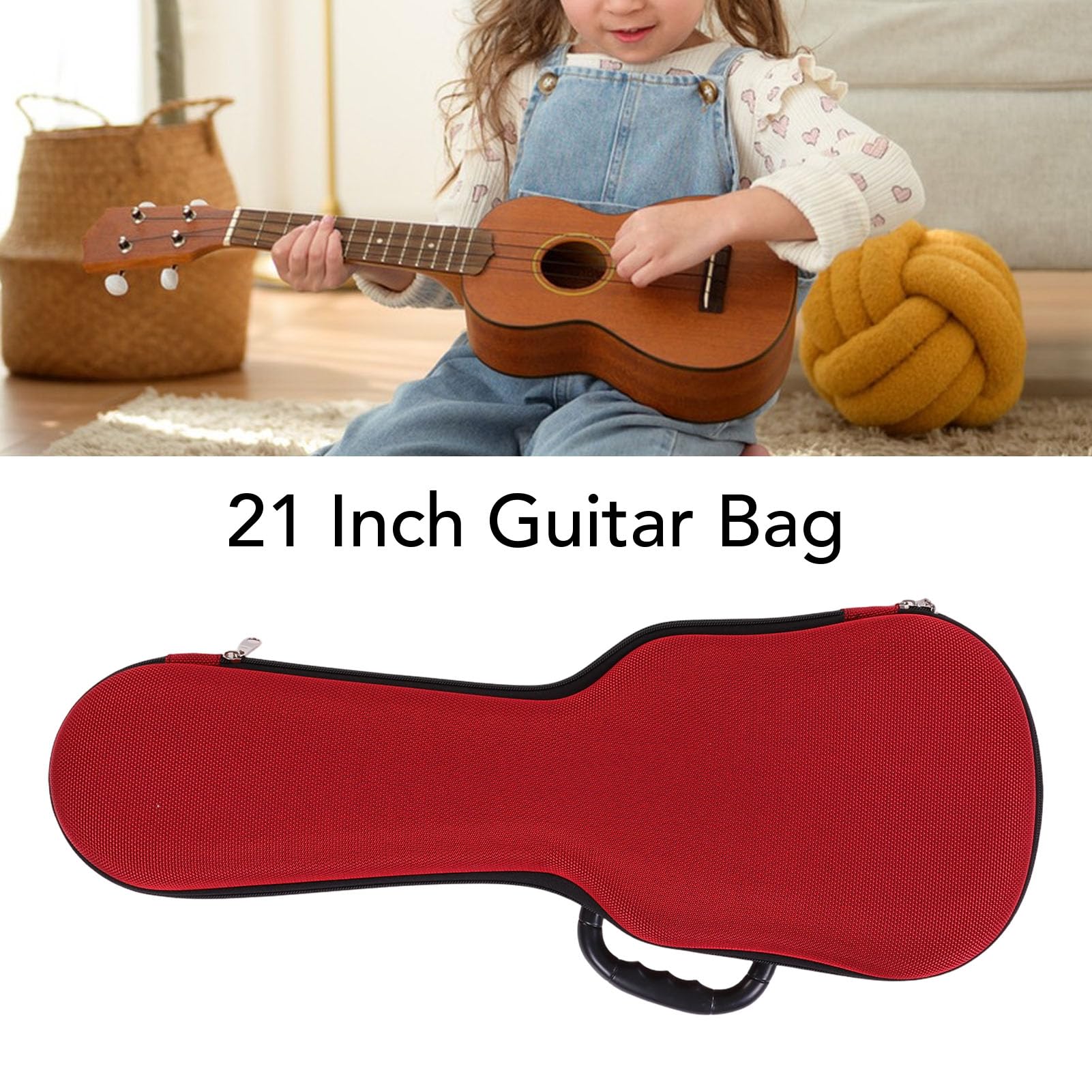 Borsa per Chitarra Acustica da 21 Pollici, Custodia Morbida in Tessuto Poliestere 1200d, Borsa a Tracolla Staccabile Unica con Interno in Morbido Peluche e Maniglia Ergonomica per Ukulele da