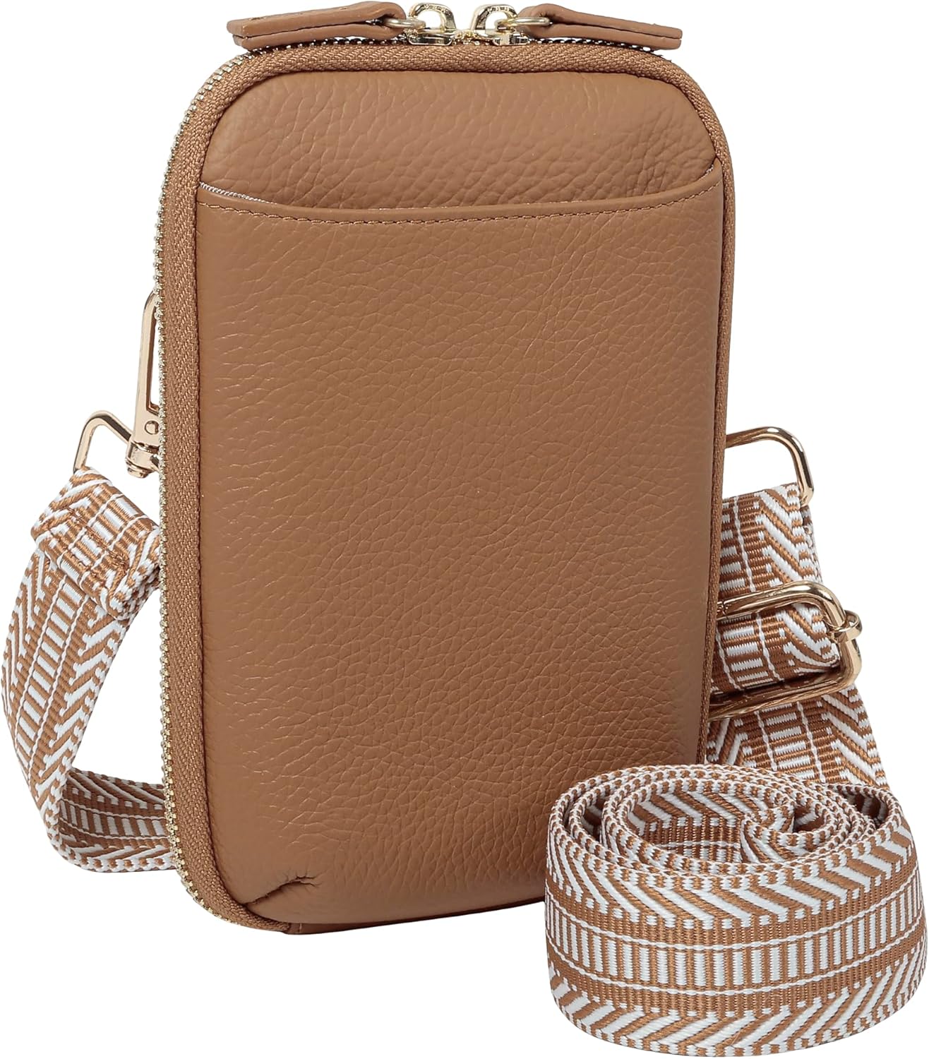 Small Crossbody Phone Bag for Women - Genuine Leather Purse | Card Slots & Wide Adjustable Strap, Everyday Errands