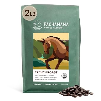 Pachamama Organic Coffee - French Roast Dark Roast Whole Bean Coffee - 2 lb - Farmer Owned & Regenerative
