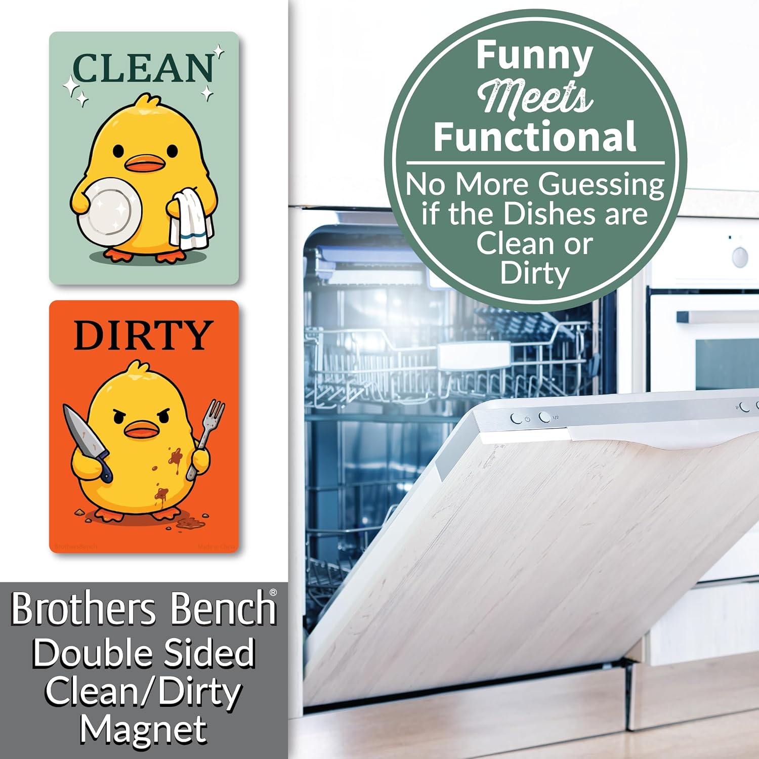 Funny Duck Clean Dirty Sign, Clean Dirty Magnet for Dishwasher Funny, 3x4