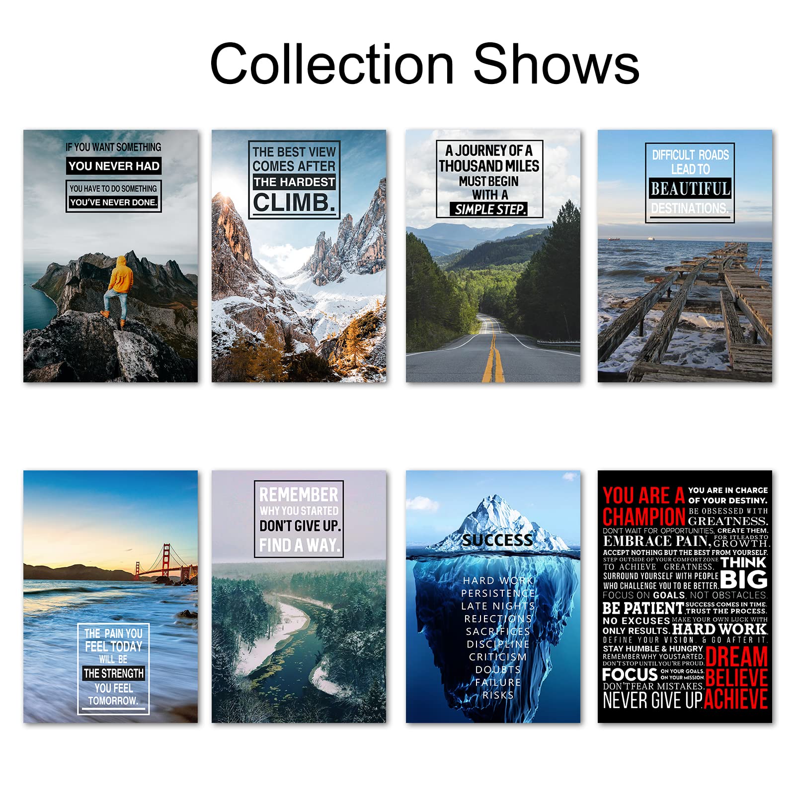 GTOTd Motivational Poster Wall Art 8-Pack 11.5" x 16.5",Inspirational Quotes Party Unframed Version HD Printing Poster for Living Room Bedroom Club Wall Art Decor - Image 2