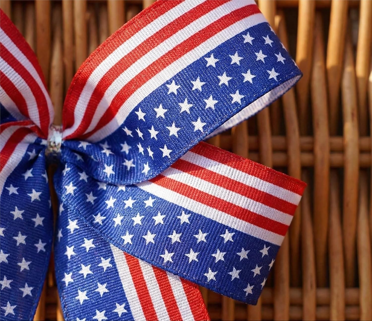 Artificial Flower Flower Basket, Red Blue White Tulips, Woven Basket, Flag Ribbon, Home Entryway, Store Display