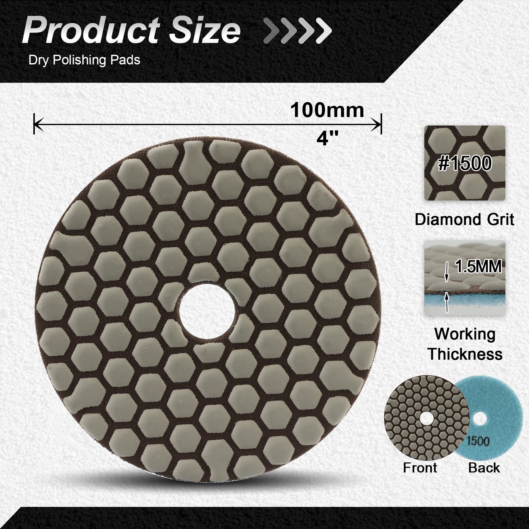 Dischi Diamantati Per Lucidatura - 6 Pezzi 100mm Grana 1500 Per Marmo E Granito - Foto 9