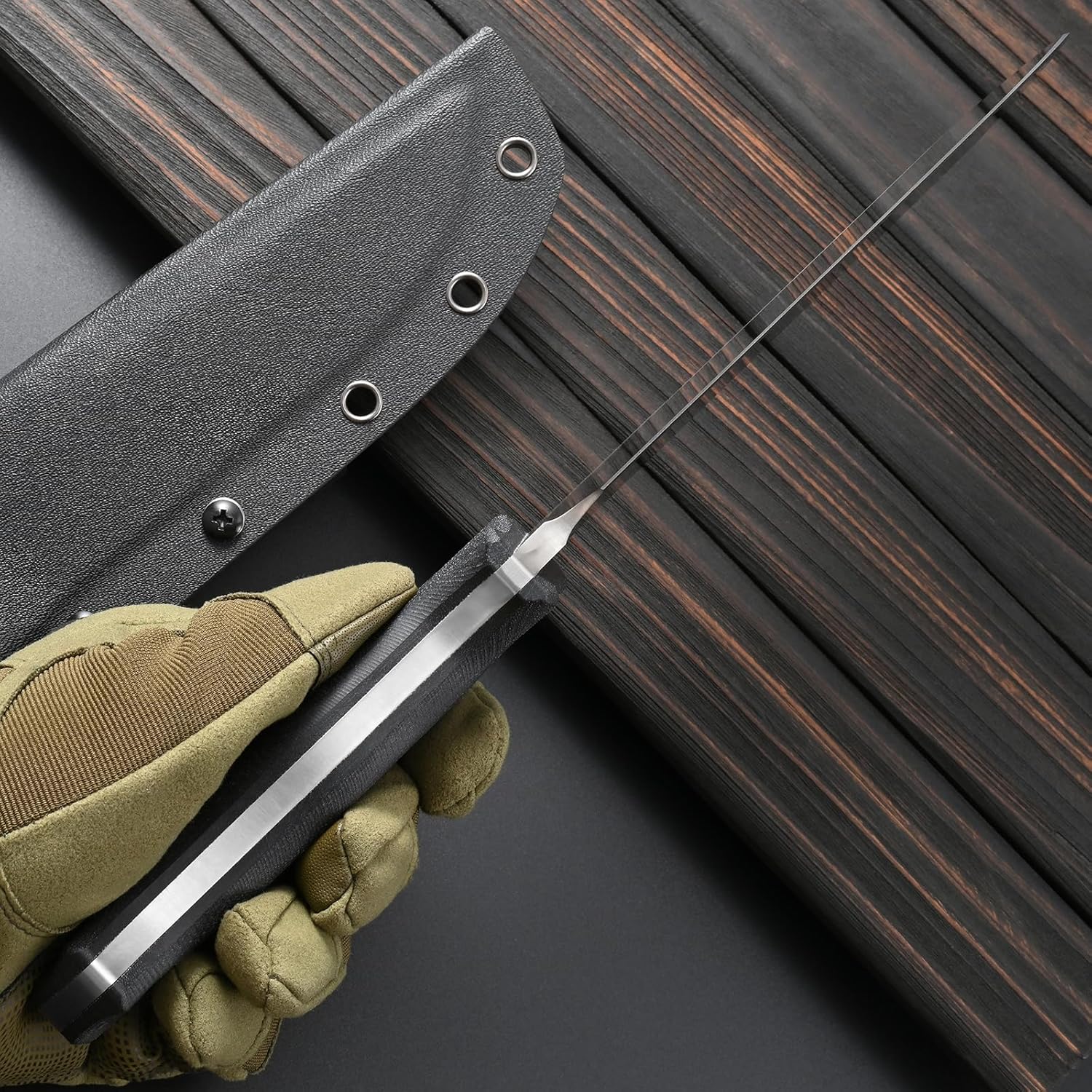 Sitivien ST22 Fixed Blade Knife 154CM Stainless Steel Blade Micarta Handle Full Tang EDC Tool Straight Knife for Working Camping Survival(Silver)