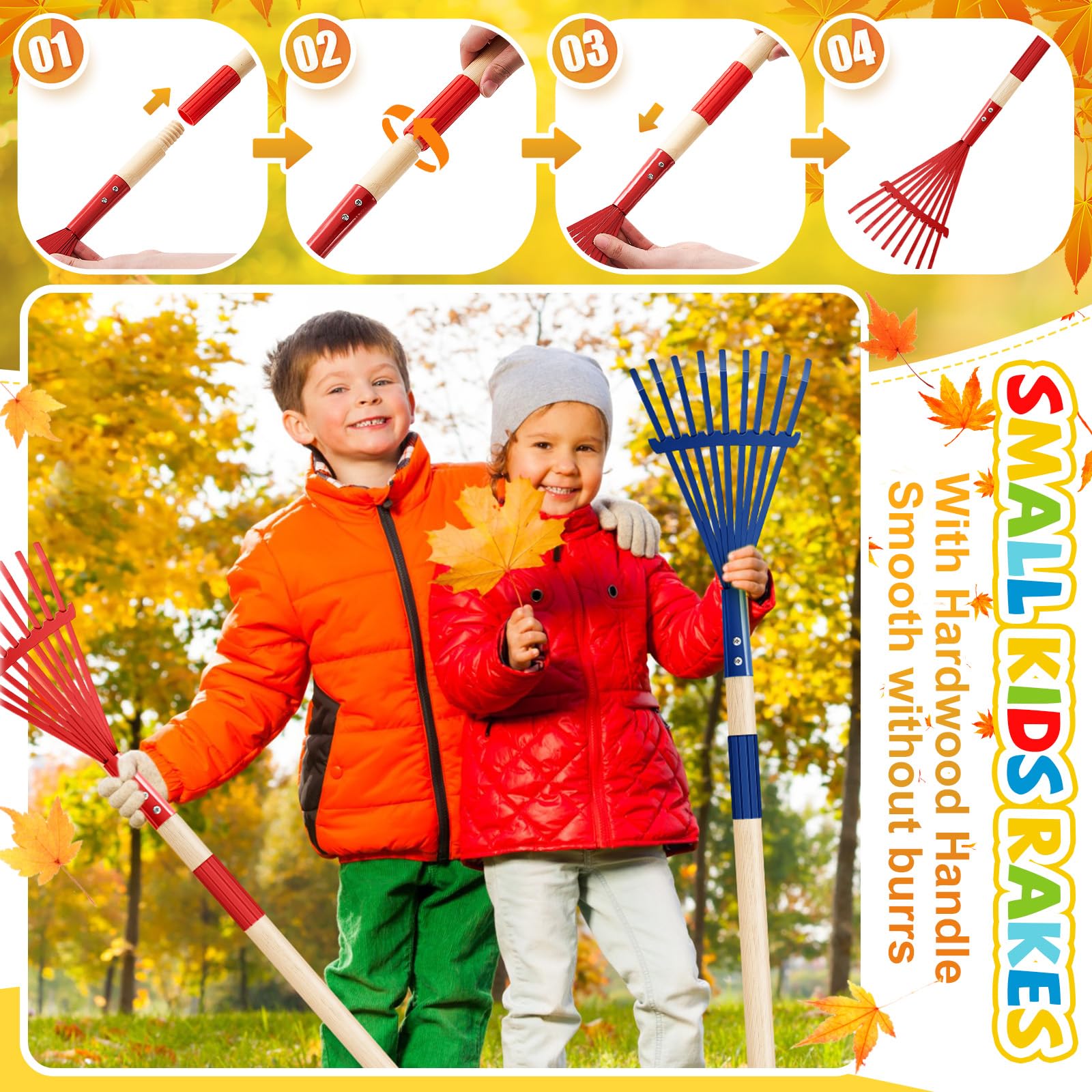 Kid Rake 2 Kids Garden Rakes – Child Size With Wooden Handle ...