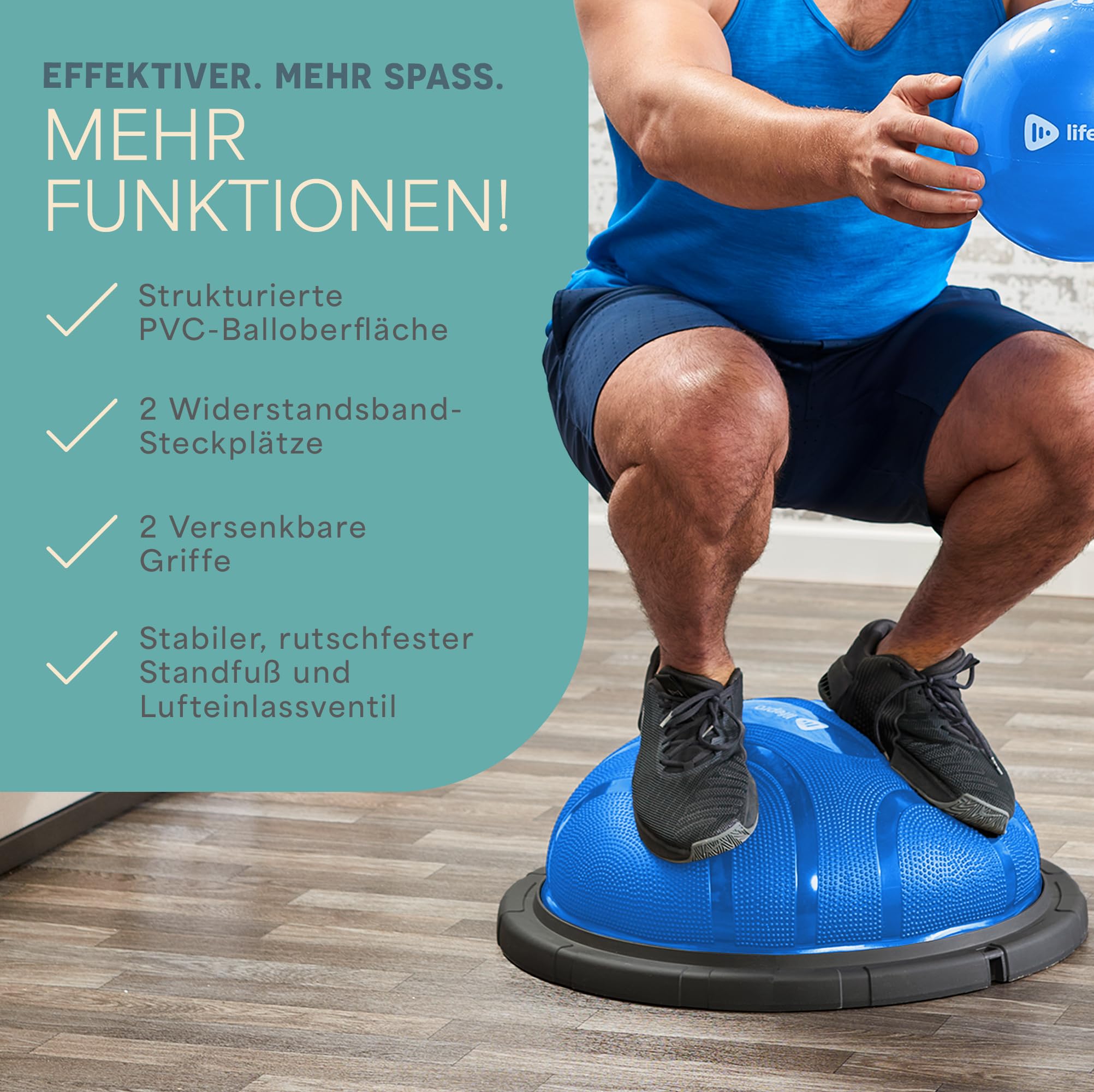 Lifepro Half Balance Ball Trainer – Stabilitätsball für Übungen, Ganzkörpertraining, Heim-Fitnessstudio und Physiotherapie – Rutschfestes Gerät für Gleichgewichtstraining