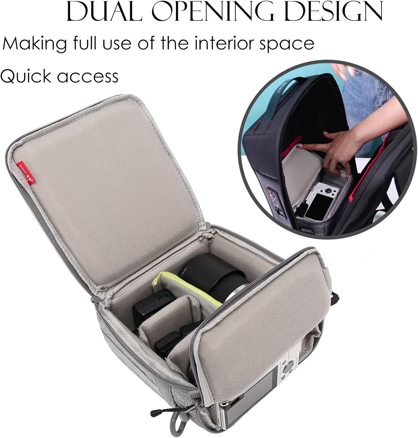 Mini SLR Camera Insert Bag,Shockproof &Pressure-proof Dual Opening Camera Lens Cube Case Bag,Digital DSLR SLR Mirrorless Cameras Accessories Storage Pouch Compatible for Canon,Sony,Fuji (XXXS)