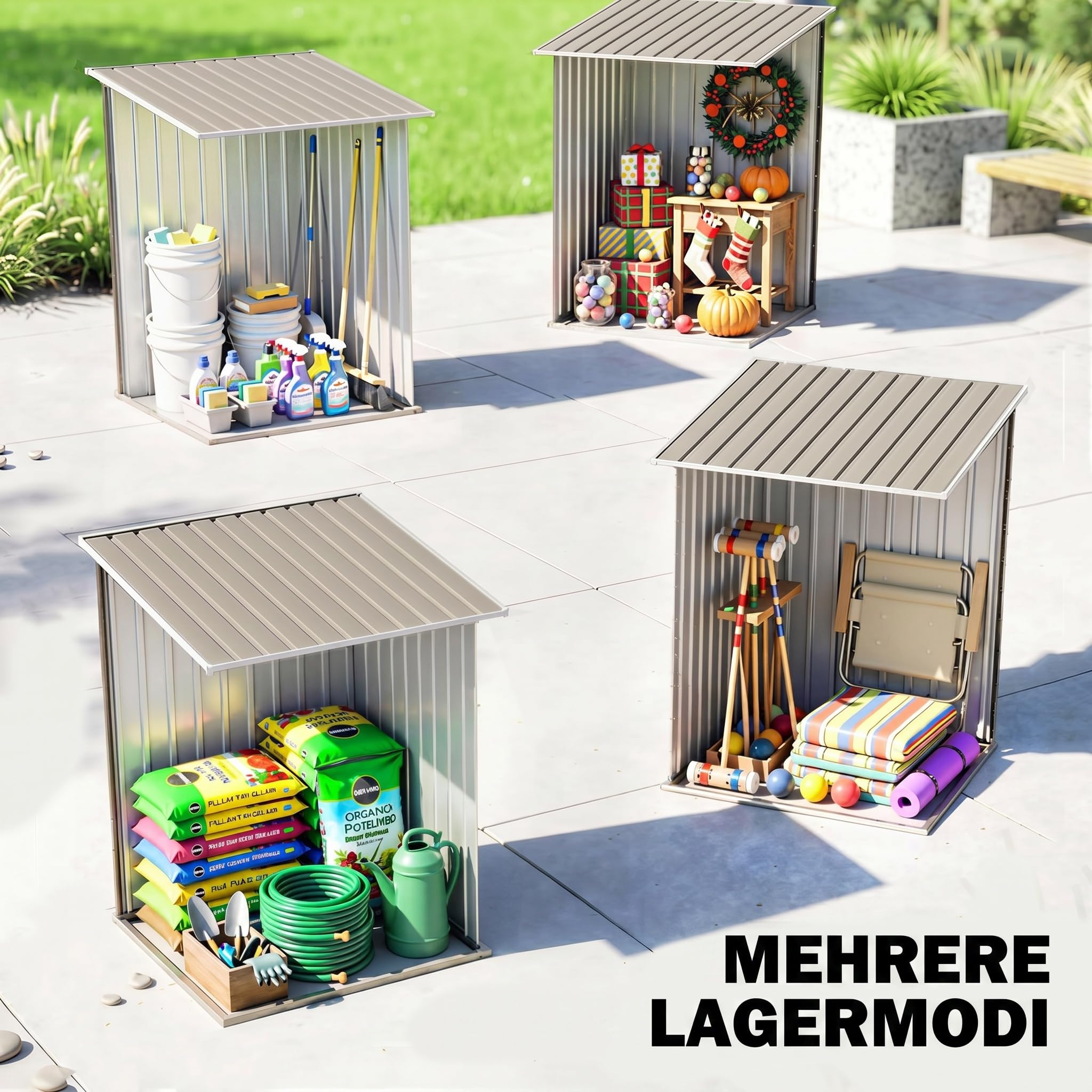Outsunny Abri de Jardin 1m² - Remise pour Outils - cabanon Porte verrouillable - dim. 1L x 1,03l x 1,6H m - tôle d'acier ondulée Marron et Blanc