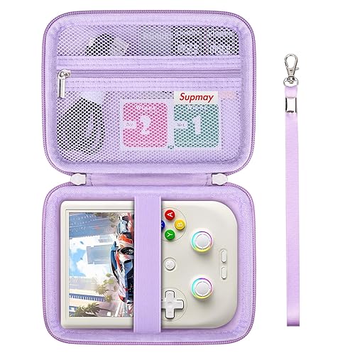 Supmay Hard Carrying Case for RG406V RG405V Handheld Game Console, Retro Game Protective Case with Zipper Mesh Pocket for SD Card, USB Charging