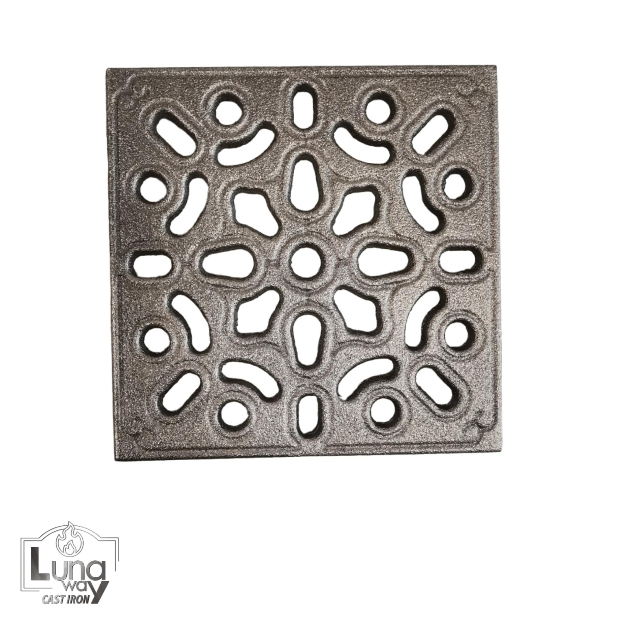 Lunaway - Rejilla de ventilación Decorada de Hierro Fundido para Chimenea y Estufa | Grosor perimetral 1,5 cm | Grosor Central 1 cm (15 x 15 cm)
