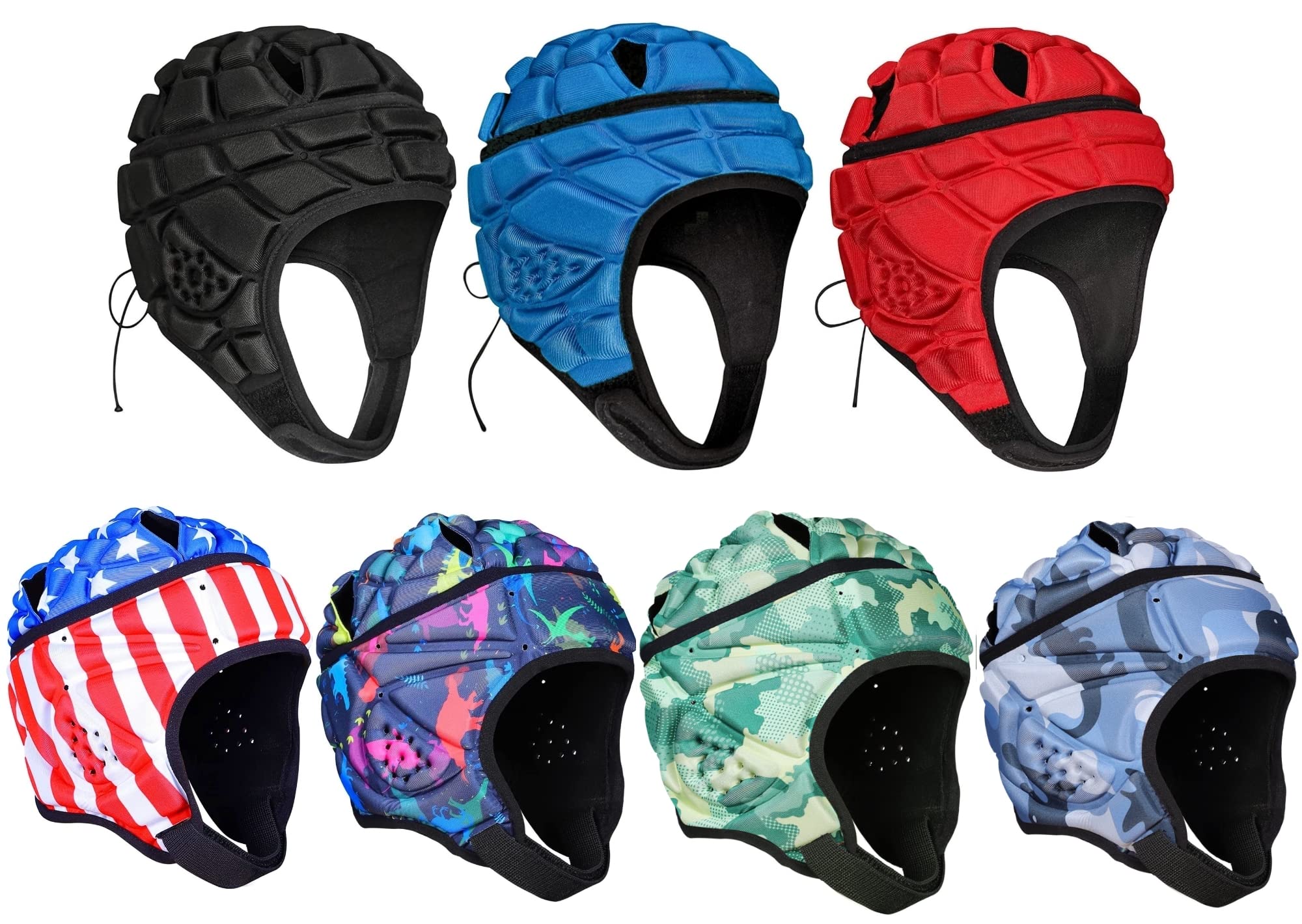 Kask rugby - miękki wyściełany kask regulowany 7 v7 flaga piłki nożnej ochraniacz piłki nożnej bramkarz walka hokej lacrosse specjalne potrzeby dla młodzieży, dzieci, dorosłych