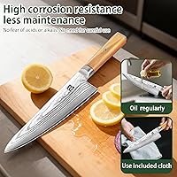 Vista 4 de Cuchillo de chef de Damasco, cuchillo de chef japonés de Damasco de 8 pulgadas con acero de alto carbono VG10, cuchillo de cocina profesional