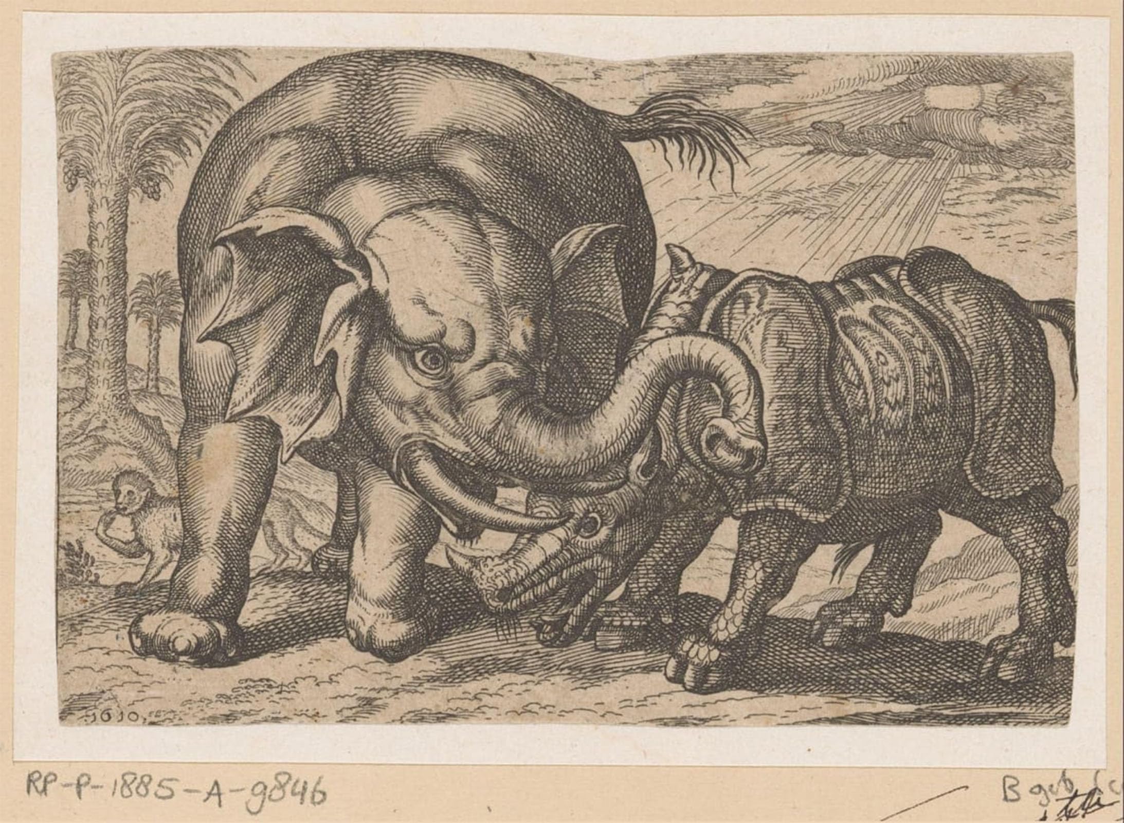 Impression sur toile un combat avec un éléphant affiche d'artiste célèbre - 5
