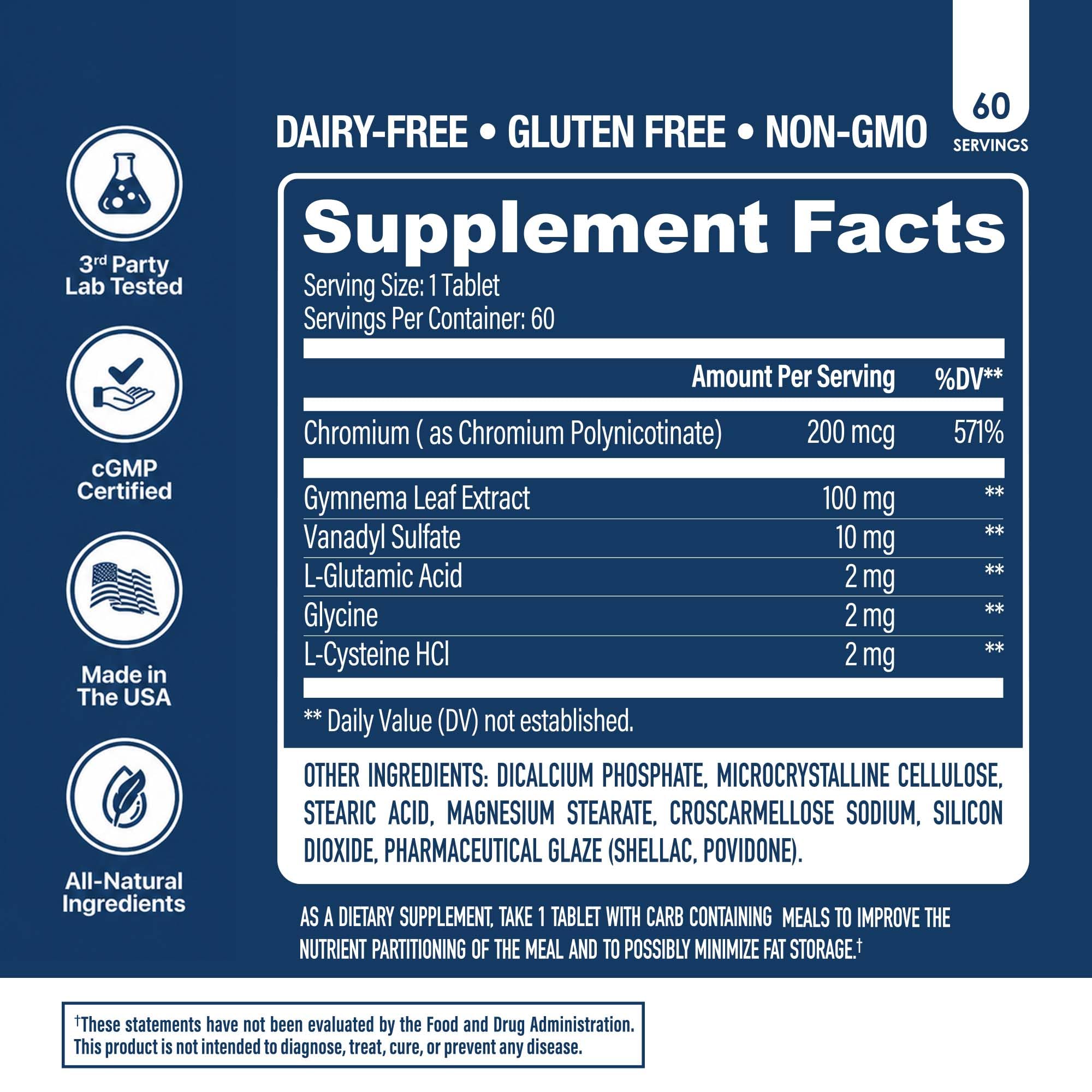 NuEthix Formulations SLIN-Trol, Glucose Disposal Agent Pills for Men & Women, Nutrient Partitioning Supplement with Chromium Polynicotinate, & Glycine, Effective Carb Absorption, Non-GMO, 60 Servings — Amazon image 4