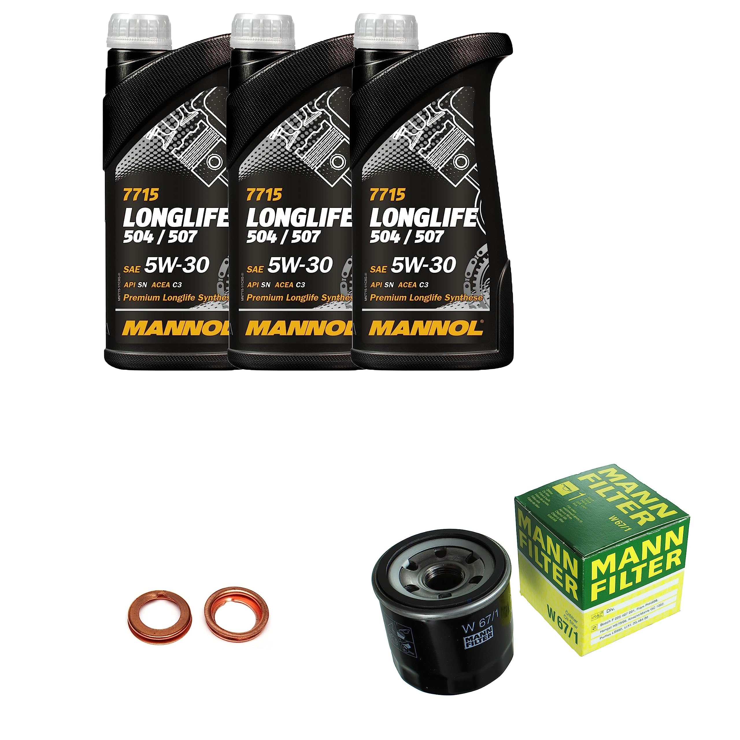 MANN ÖLFILTER + 6L MANNOL 5W-30 COMBI LL + SCHRAUBE Passend Für BMW D